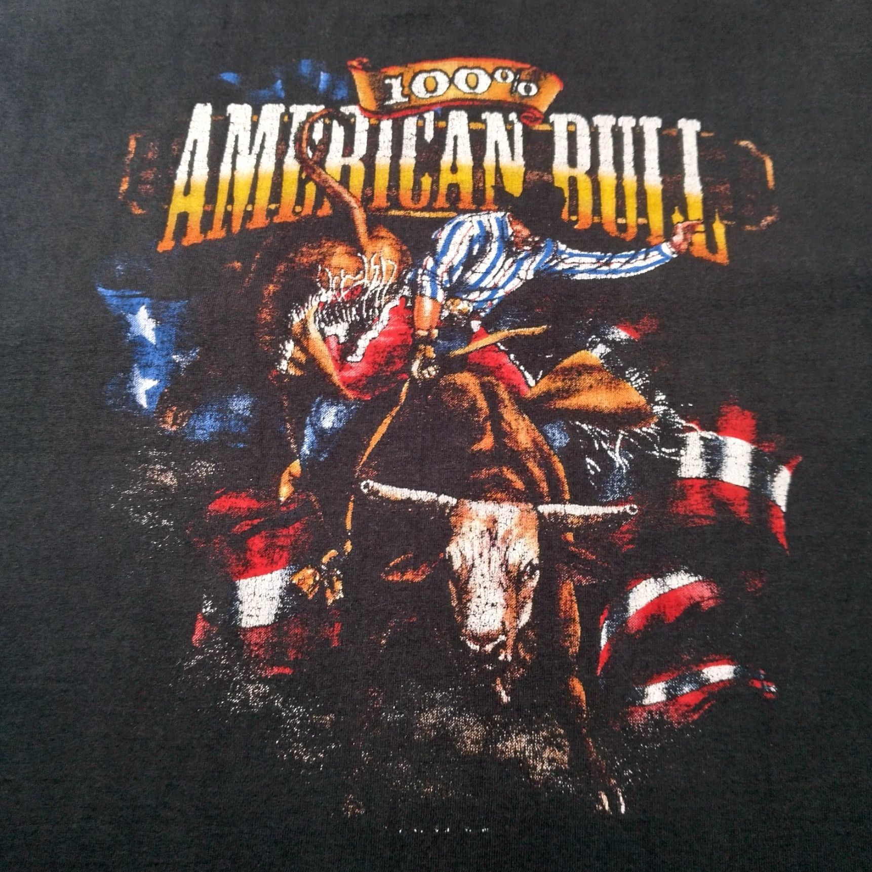Fruit Of The Loom American Bull Rider Shirt Men XL Black Short Sleeve Rodeo Cowboy Western Size US XL / EU 56 / 4 - 3 Thumbnail