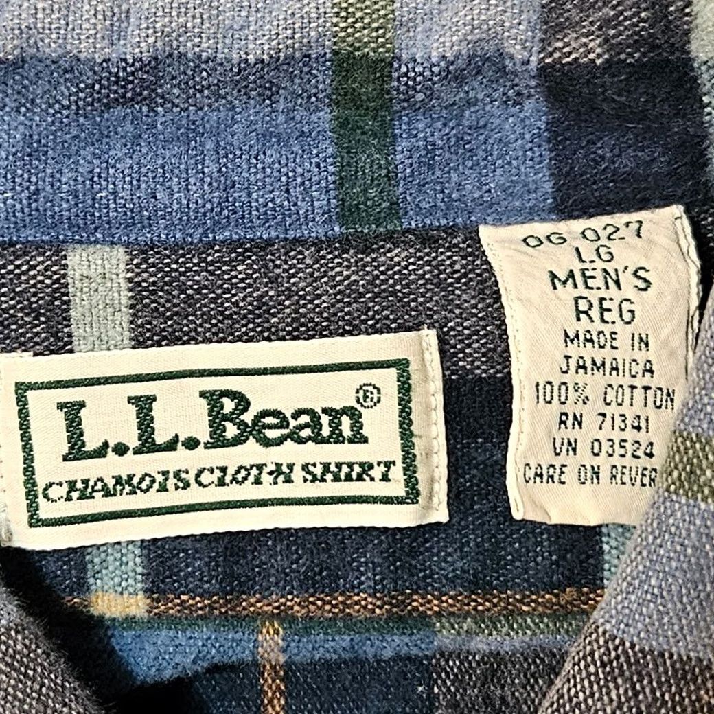 Vintage LL Bean Chamois Cloth Flannel Shirt Blue Plaid Cotton Size Large Men's Size US L / EU 52-54 / 3 - 3 Thumbnail