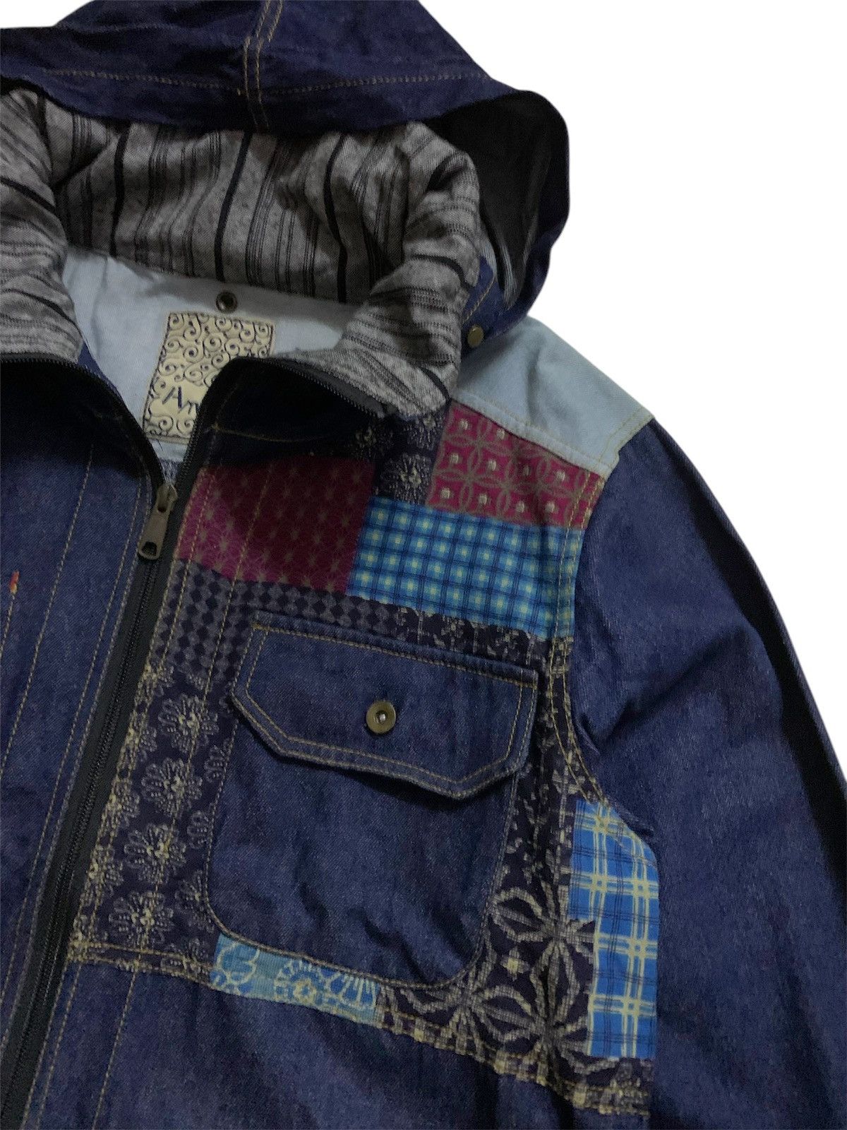 Hysteric Glamour × Issey Miyake 💥Vtg Japanese Amina Patchwork Hoodie Jacket Size US M / EU 48-50 / 2 - 4 Thumbnail
