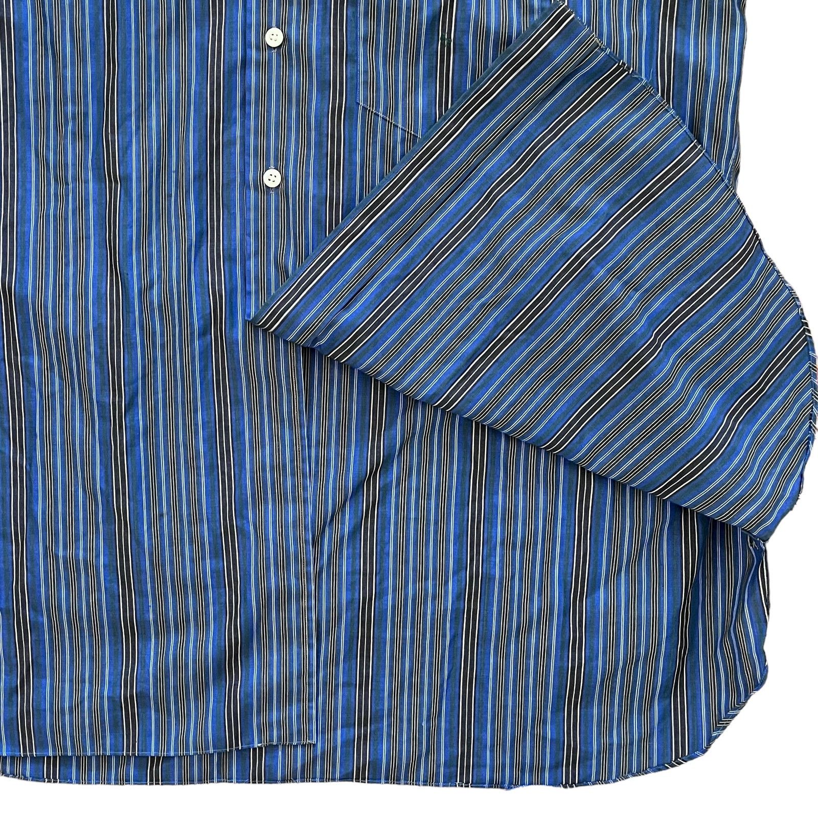 Vintage Vintage K. Tani Tokyo Striped Blue Short-Sleeve Button Shirt Size US XL / EU 56 / 4 - 4 Thumbnail