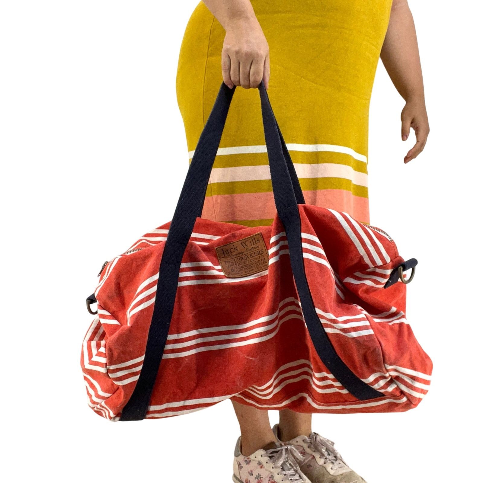 Jack Wills Jack Wills Stripe Canvas Duffle Bag Weekender Size ONE SIZE - 2 Thumbnail