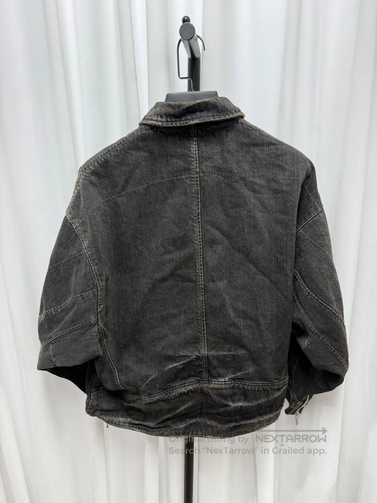 Japanese Brand distressed washed black denim jacket. Size US XL / EU 56 / 4 - 8 Thumbnail