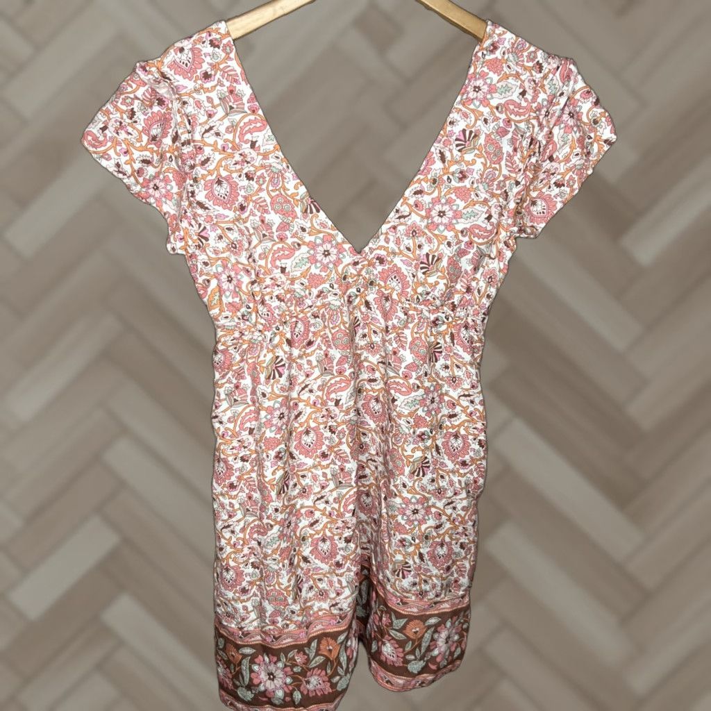 Loft LOFT Beach Floral Print Mini Dress Open Back Tie Cottagecore Pink S Size S / US 4 / IT 40 - 1 Thumbnail