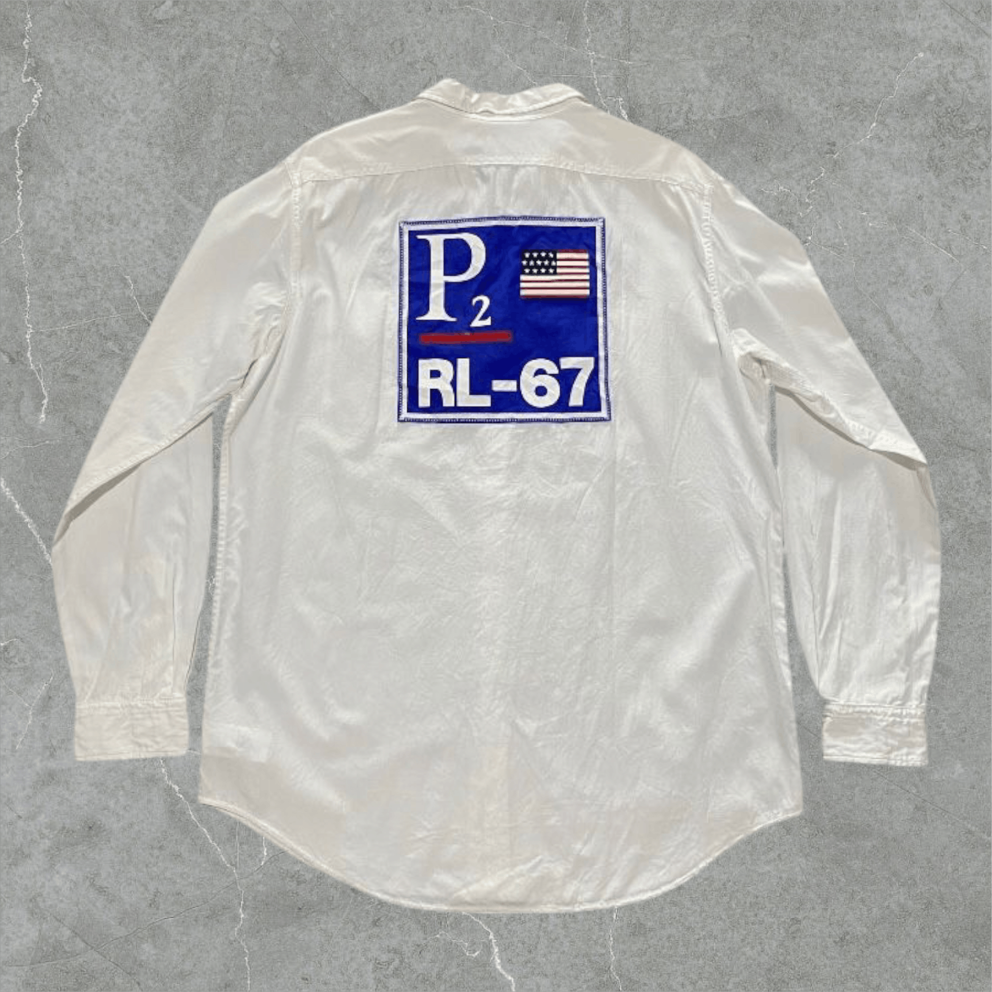 Polo Ralph Lauren × Ralph Lauren × Vintage Ralph Lauren Polo Shirt White Button Up USA American Flag RL Size US XL / EU 56 / 4 - 1 Thumbnail
