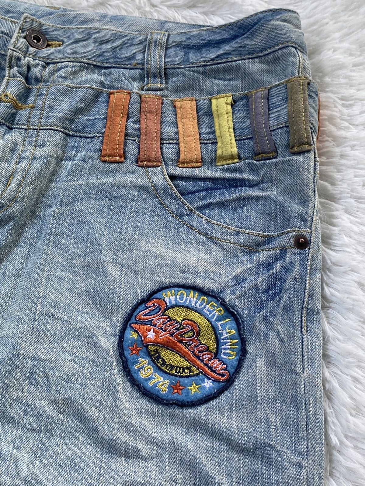 Japanese Brand 🔥BINDING NOW🔥Original Jeans Patches Double Waist Denim Size US 33 - 4 Thumbnail
