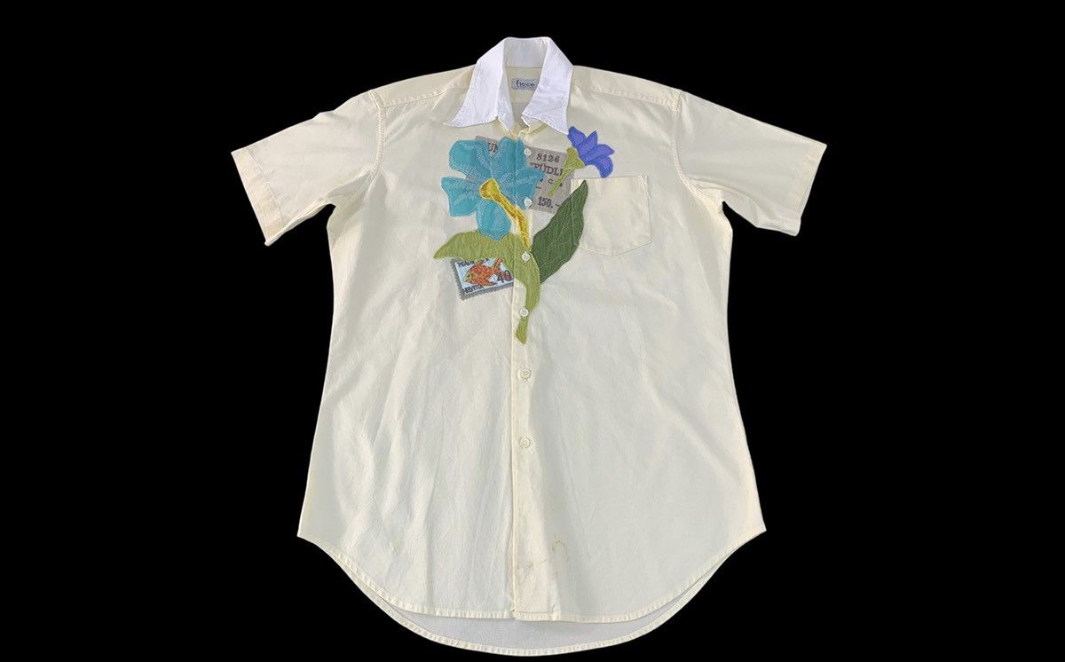 Ficce Yoshiyuki Konishi Embroidery Floral Stamp Button Up