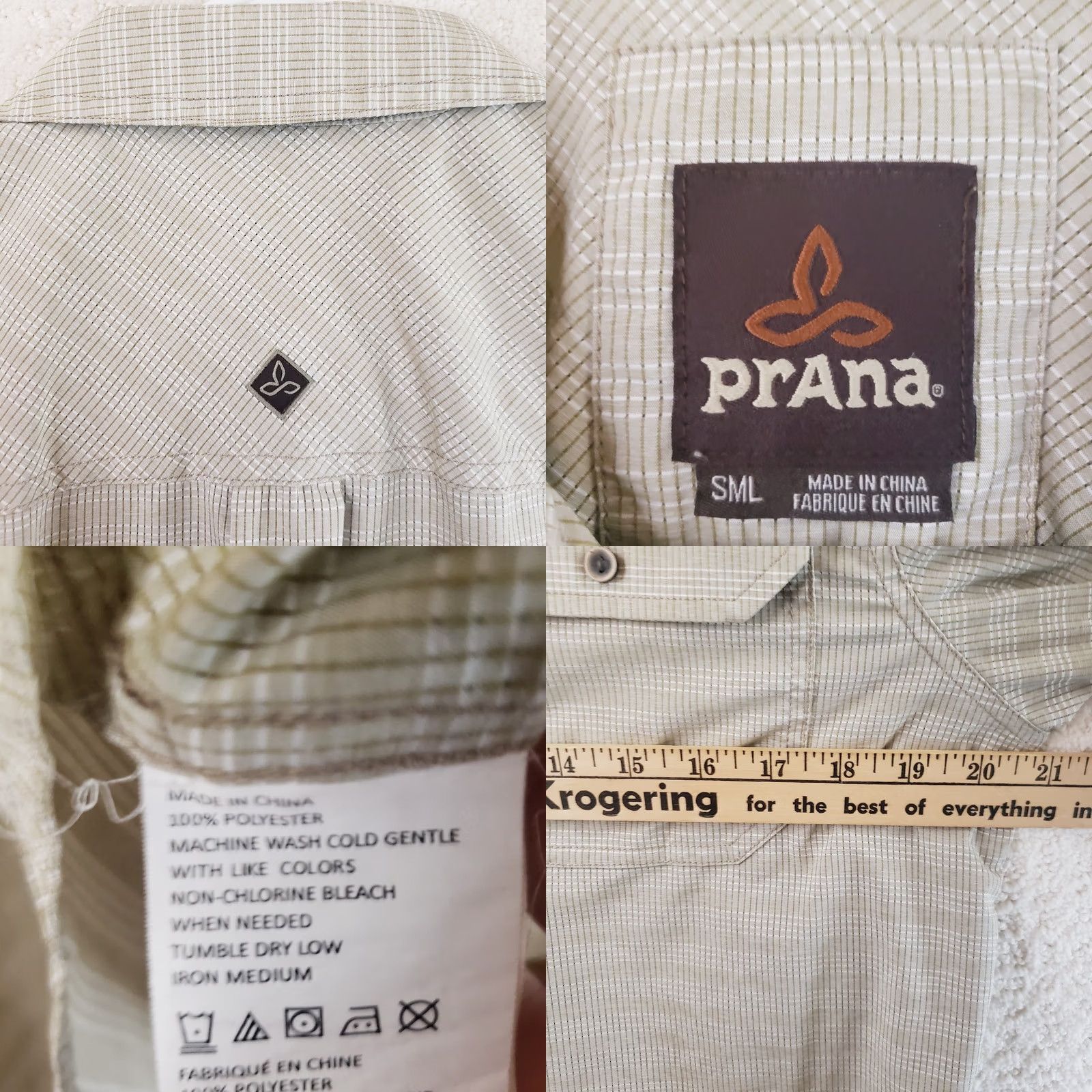 Prana Prana Button Up Short Sleeve Shirt Beige Plaid Slim Men's S Organic Cotton Size US S / EU 44-46 / 1 - 9 Thumbnail