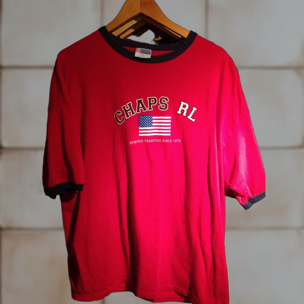 Chaps VINTAGE Chaps Ralph Lauren Made In USA T Shirt 2XL Grail Red Short Sleeve Graphic Tee Mens Size US XXL / EU 58 / 5 - 1 Thumbnail