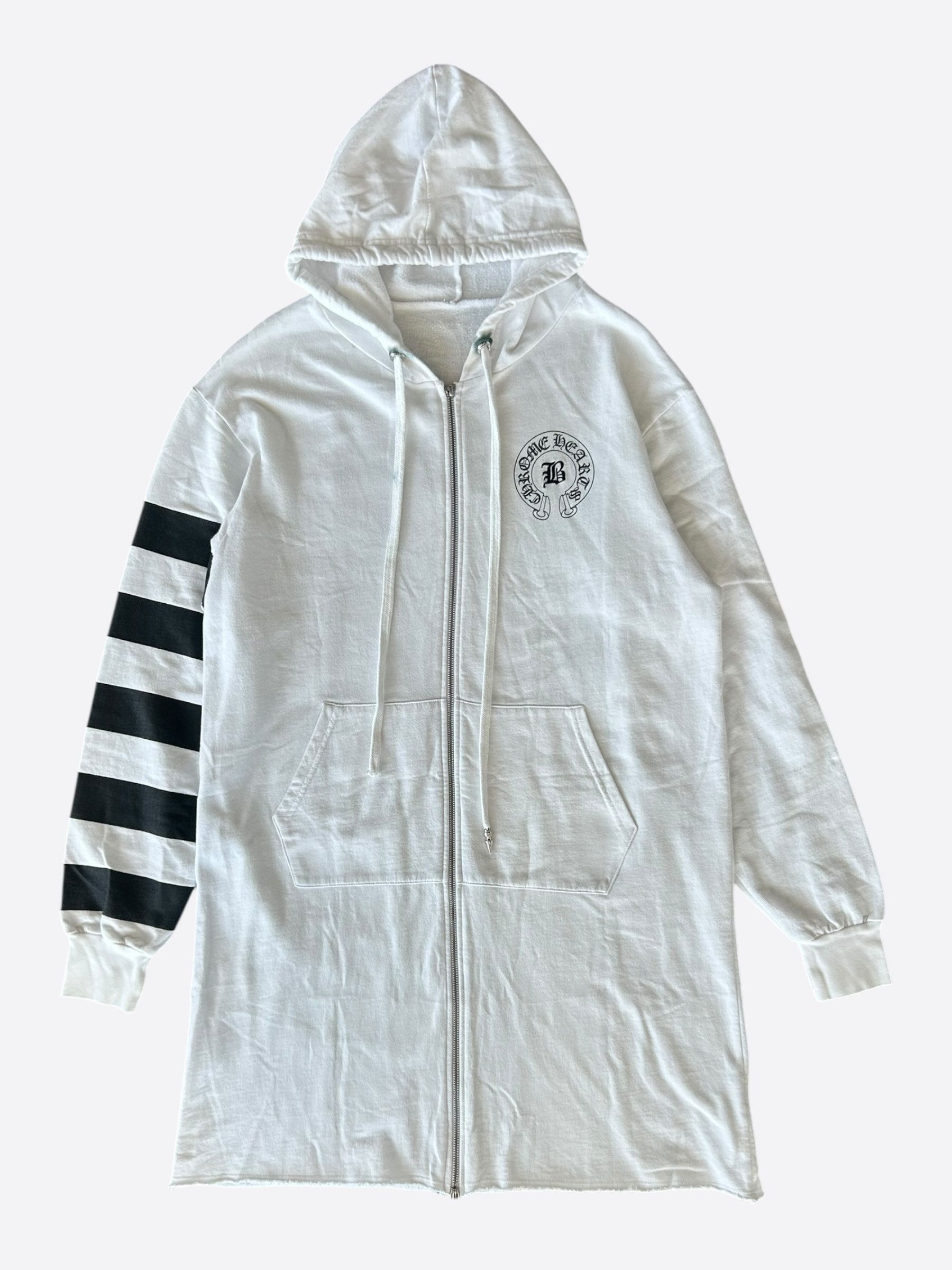 Chrome Hearts Bella Hadid White & Black Horseshoe Logo Striped Hoodie Size US L / EU 52-54 / 3 - 1 Thumbnail