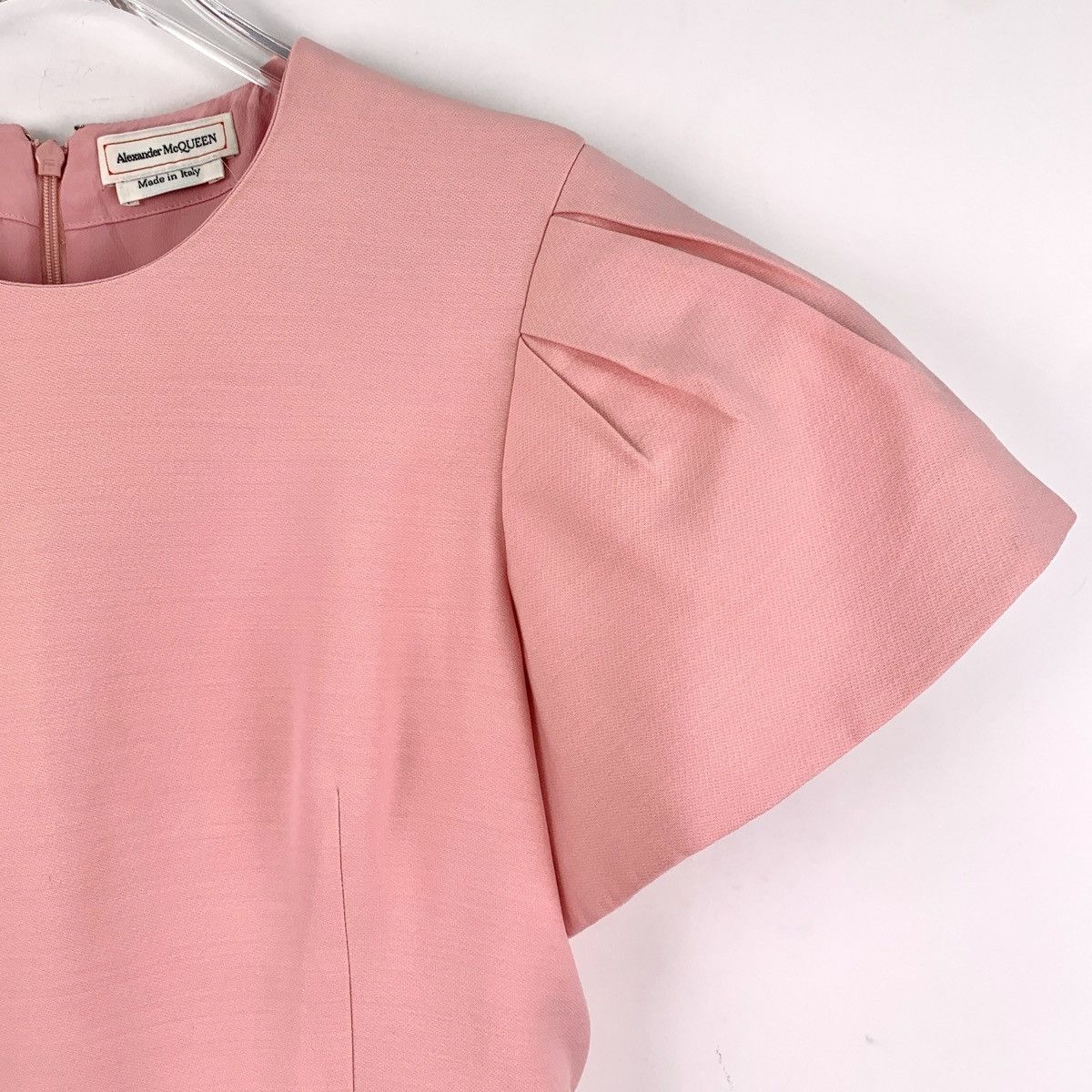 Alexander McQueen Alexander McQueen Pink Puff Sleeve Crew Neck Dress K26WX Size M / US 6-8 / IT 42-44 - 3 Thumbnail