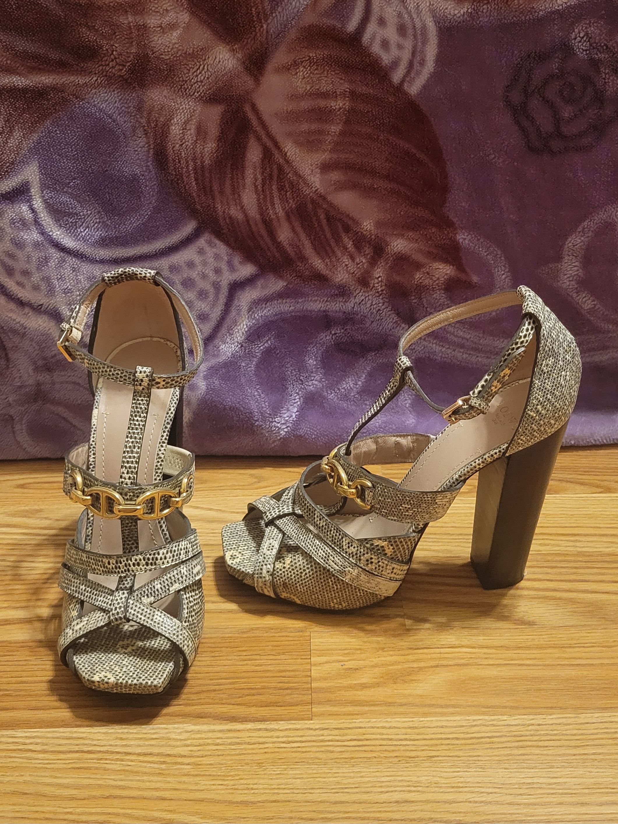 Loewe LOEWE Lizard Skin Heels with Brass Hardware Size US 9 / IT 39 - 1 Thumbnail