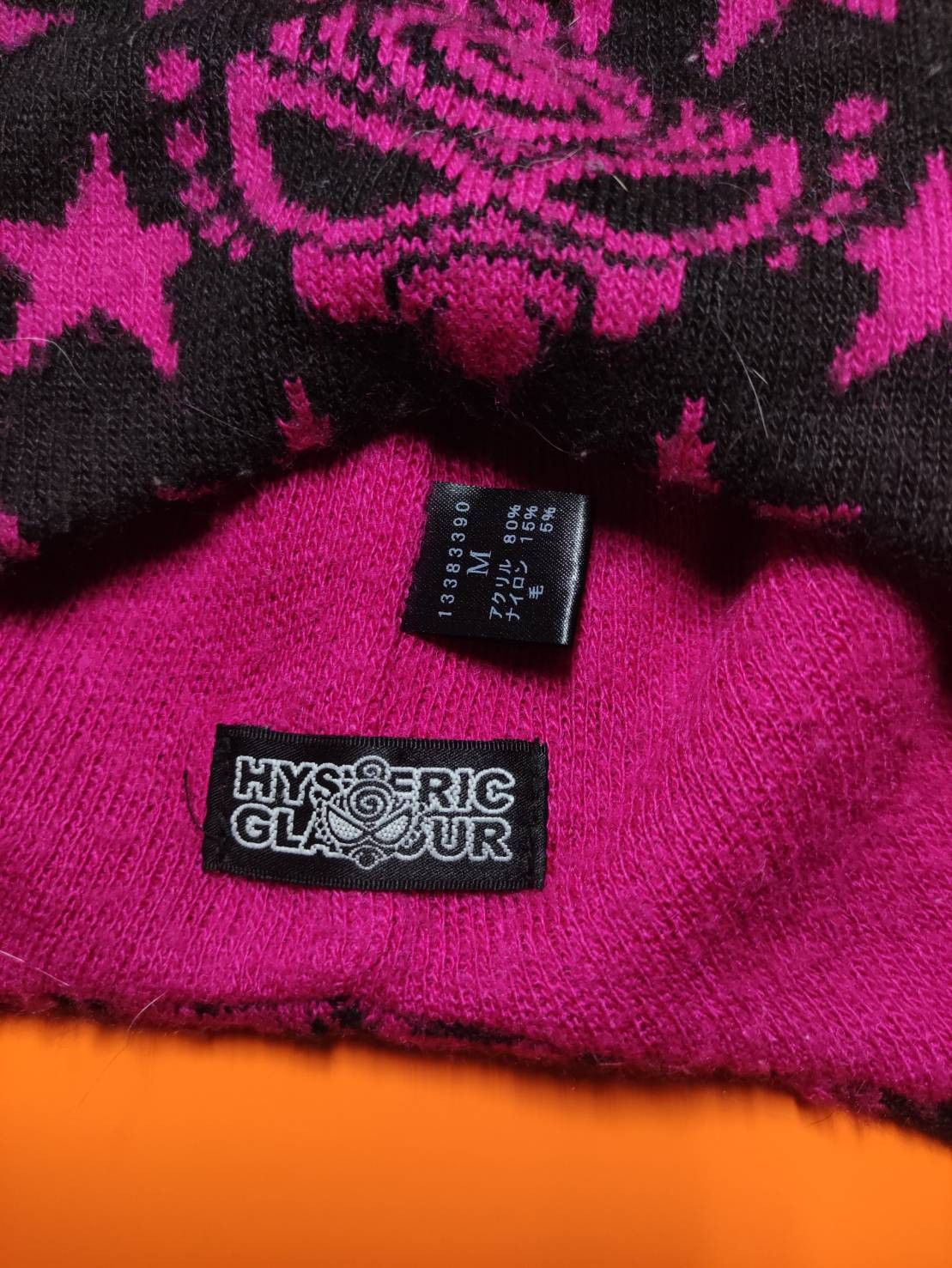 Hysteric Glamour Vtg 00's Hysteric Glamour Black Pink Beanie Size ONE SIZE - 4 Thumbnail
