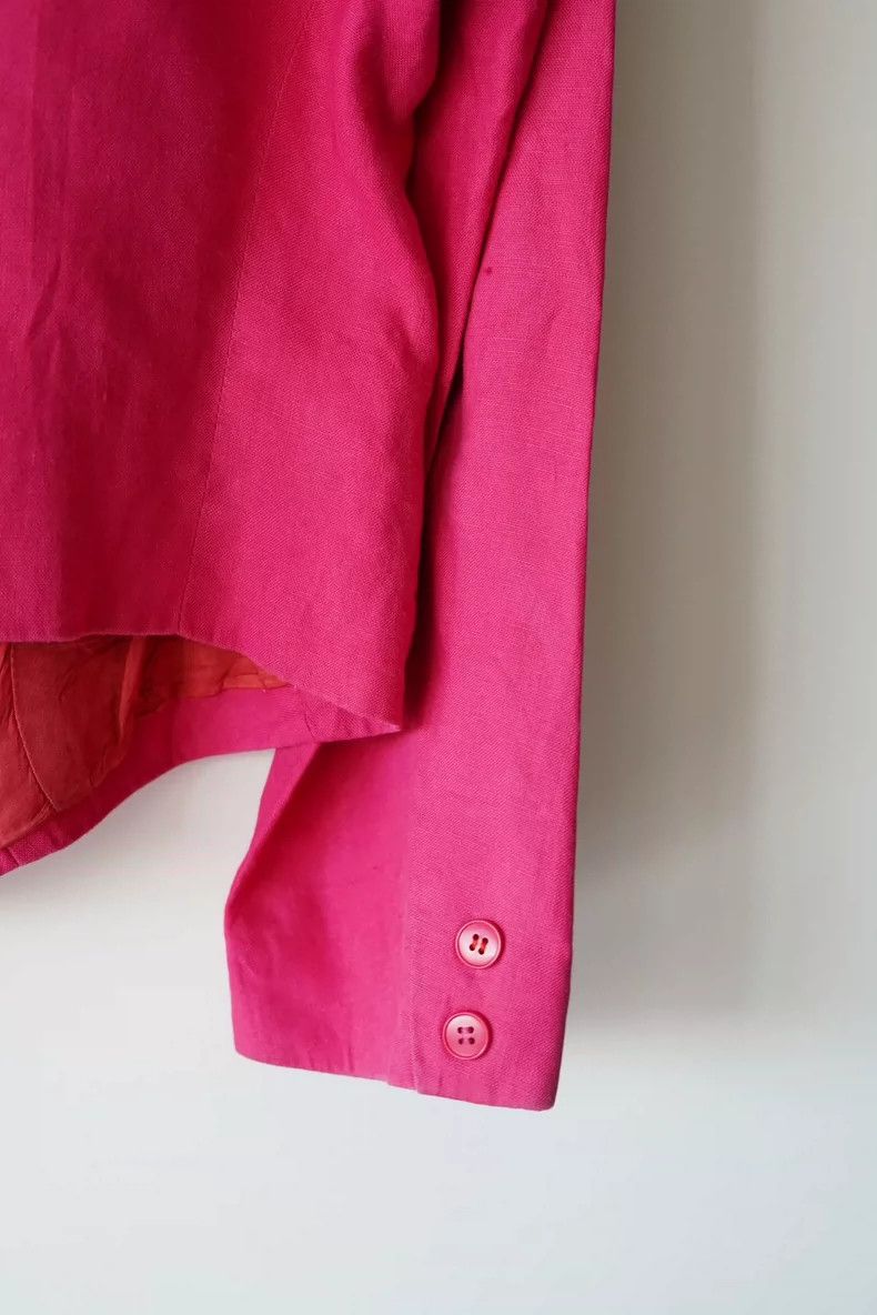 Kenzo KENZO Round collar rose red orange linen suit of the 1980s Size XS / US 0-2 / IT 36-38 - 4 Thumbnail