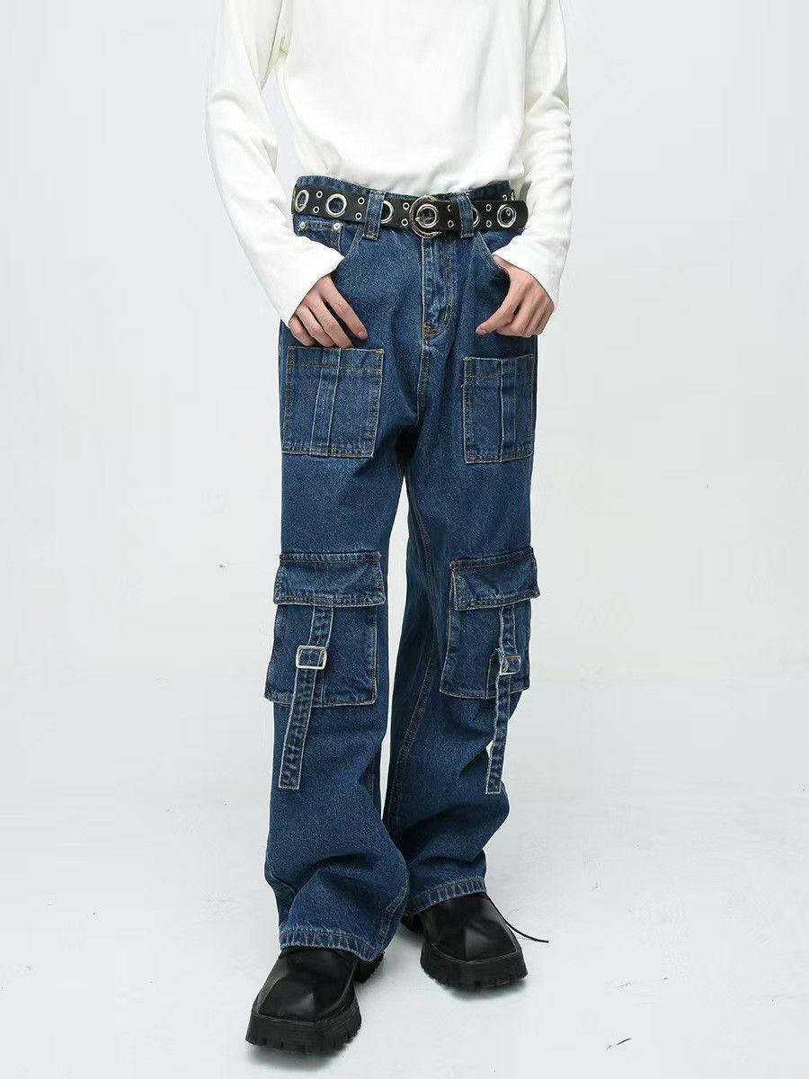 Japanese Brand × Jean Heavyweight Vintage Multi-Pocket Loose Fit Work Jeans Size US 32 / EU 48 - 1 Thumbnail