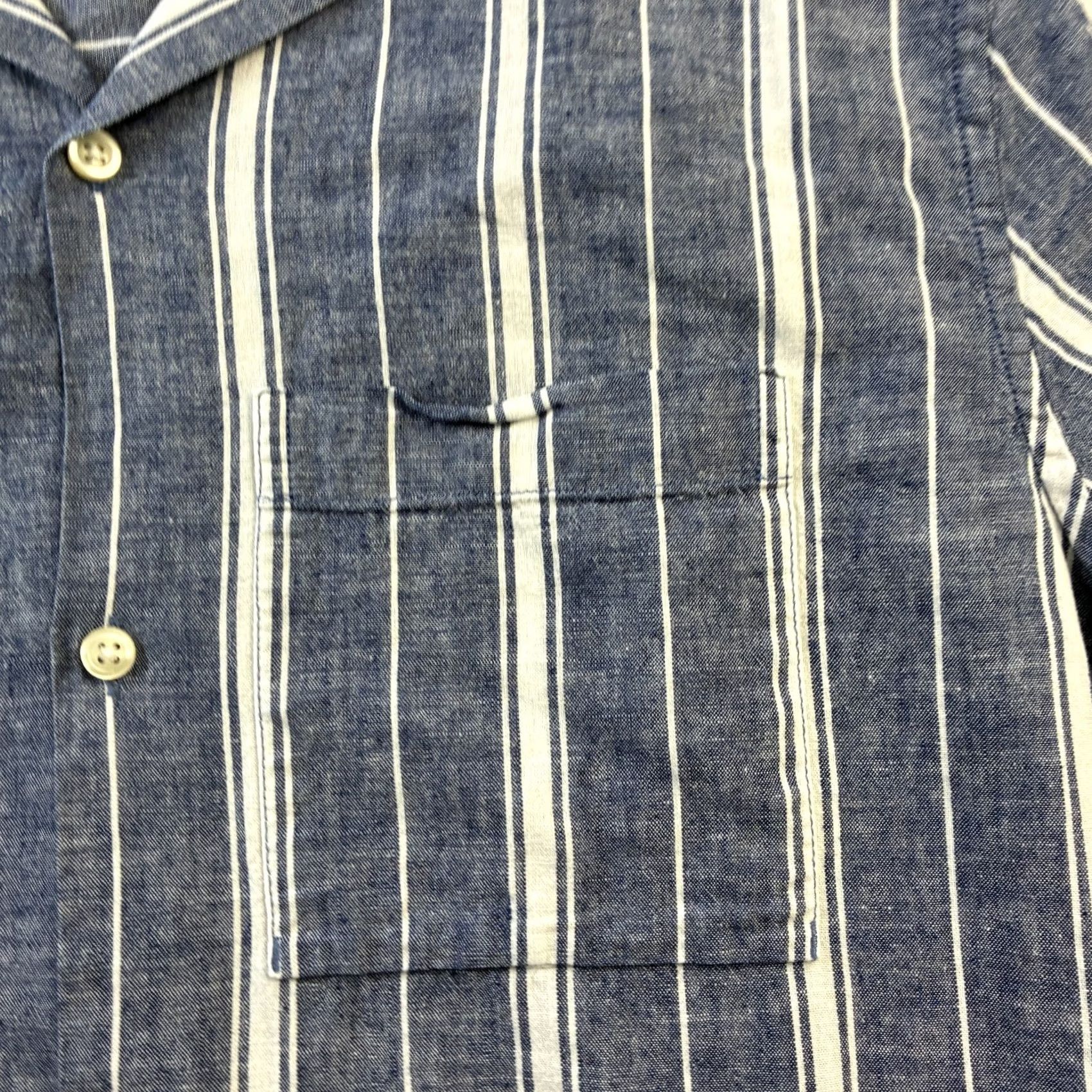 Gap VINTAGE Gap Shirt Camp Collar Button-Up Mens Medium Blue Striped Hawaiian Pattern Short Sleeve Linen Blend Size US M / EU 48-50 / 2 - 4 Thumbnail