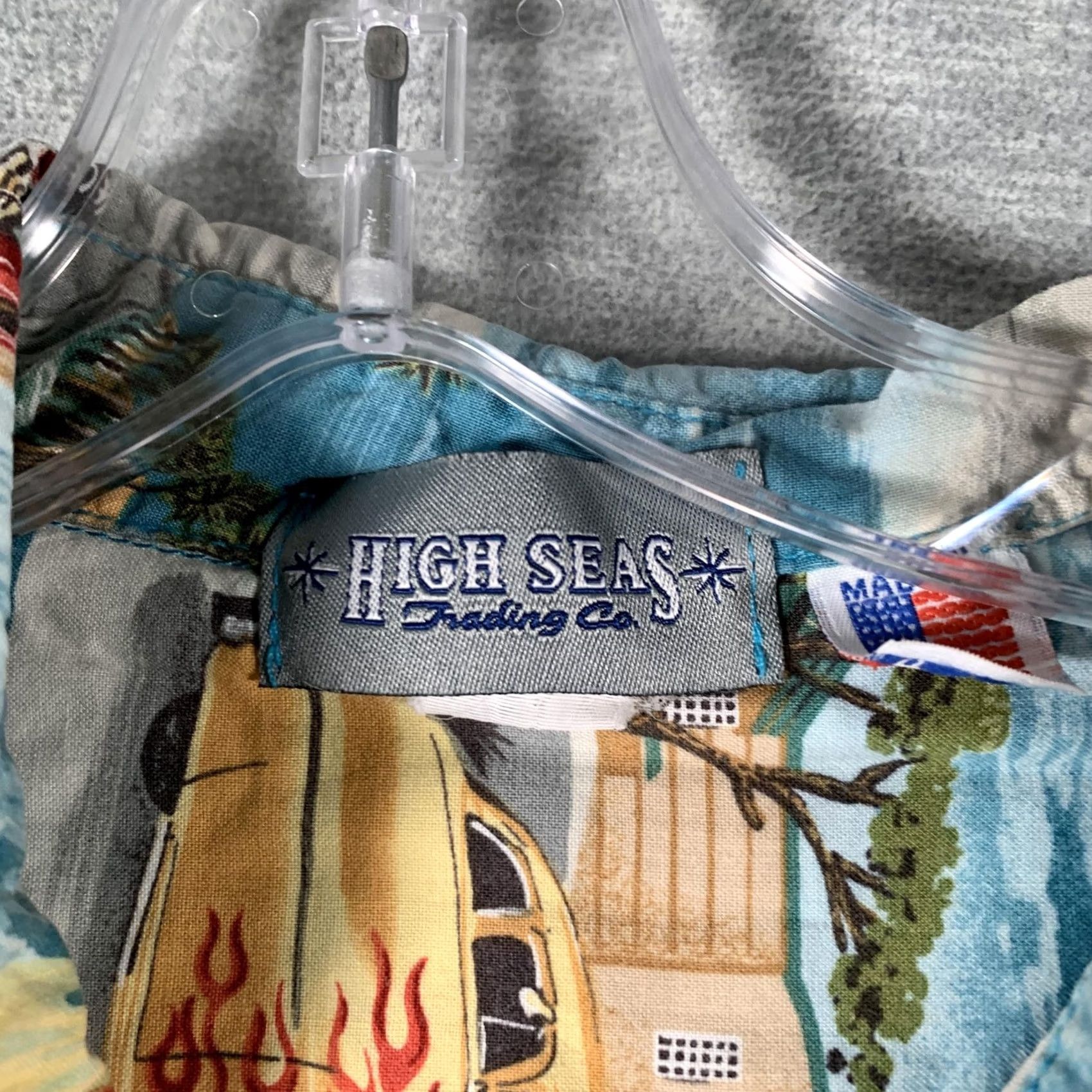 Vintage High Seas Trading Co Hawaiian Aloha Shirt Mens XL Blue Retro Hot Rod Cars Size US XL / EU 56 / 4 - 5 Thumbnail