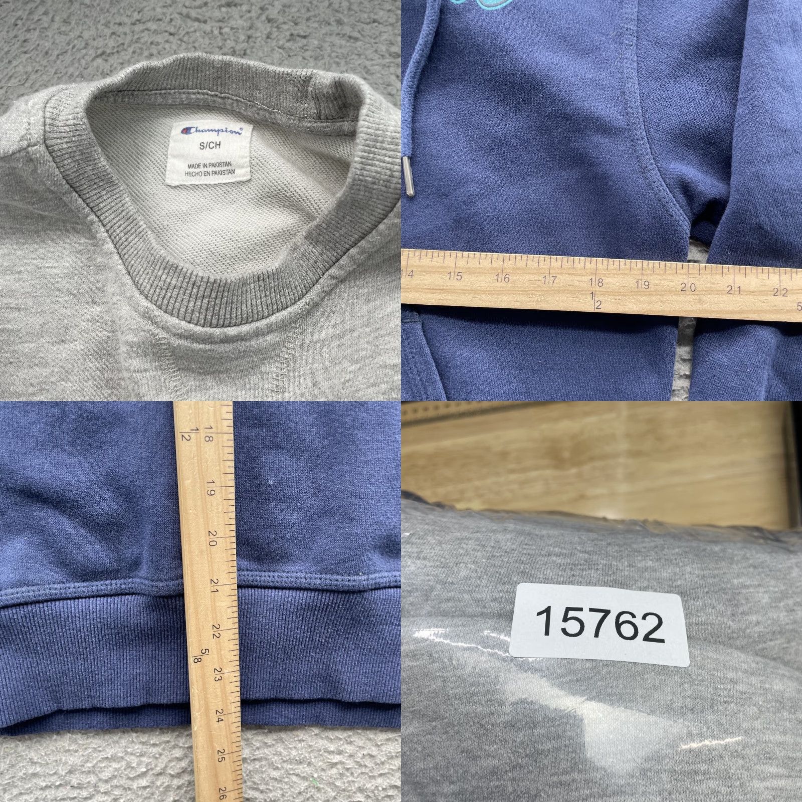 Champion Champion Hoodie Mens Small Gray Blue Sportswear Streetwear Gym 90s Theme Pockets Graphic Print Fleece Mock Neck Pullover Winter Seasonal Casual Size US S / EU 44-46 / 1 - 8 Thumbnail
