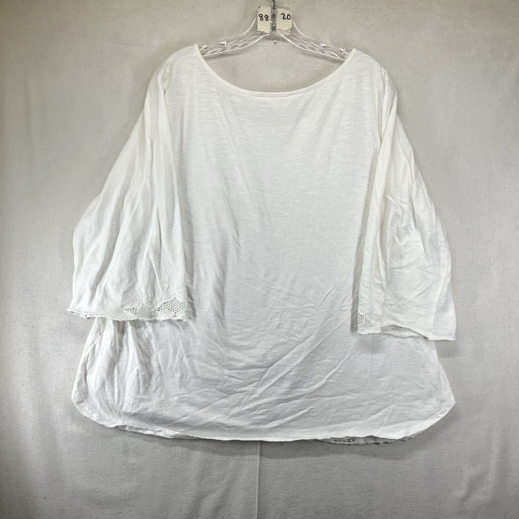 Vintage Women’s Plus Size Jersey Top Blouse 2X White Breathable Cotton Casual Short Sleeve Size XXL / US 16-18 / IT 52-54 - 2 Thumbnail