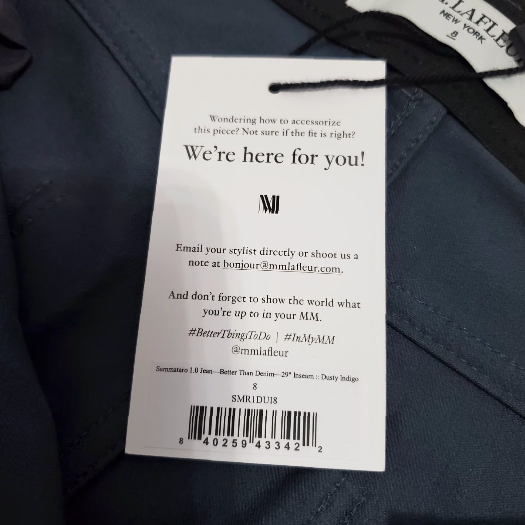 M.M.LaFleur MM.LaFleur Sammataro 1.0 Jean Pants Women 8 Dusty Indigo Denim Straight Regular Ankle Pockets Stretch - 96% Organic Cotton 4% Elastane Size 30" / US 8 / IT 44 - 5 Thumbnail