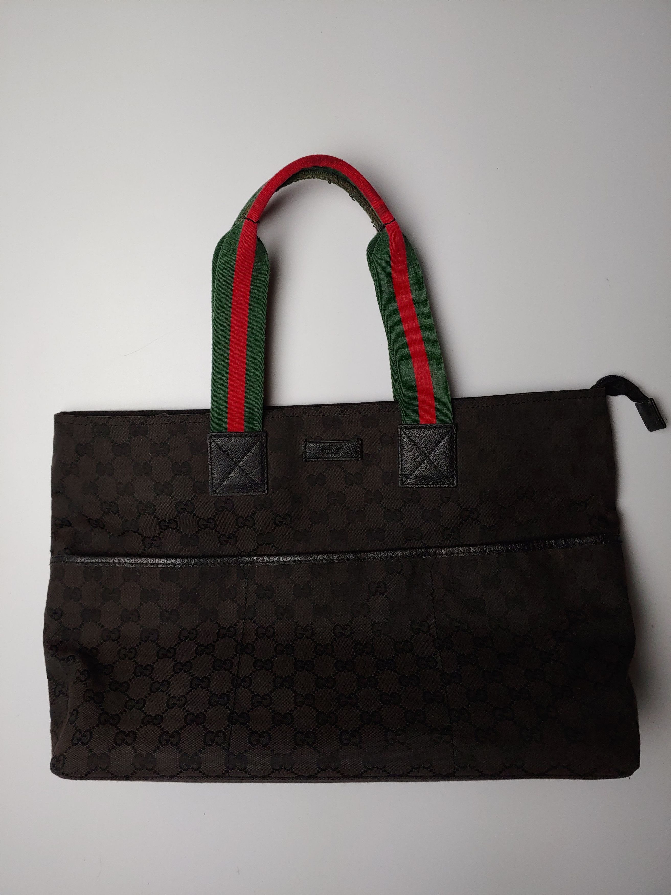 Gucci GG Canvas Web Black Tote Bag, Women's