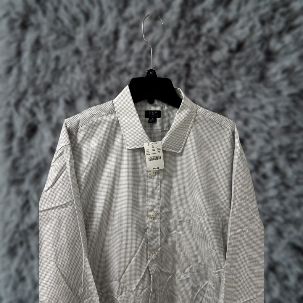 J.Crew J.CREW Thompson Shirt Mens XL White Plaid Button-Up L/S Shirt, Casual Cotton, Regular Fit Size US XL / EU 56 / 4 - 1 Thumbnail