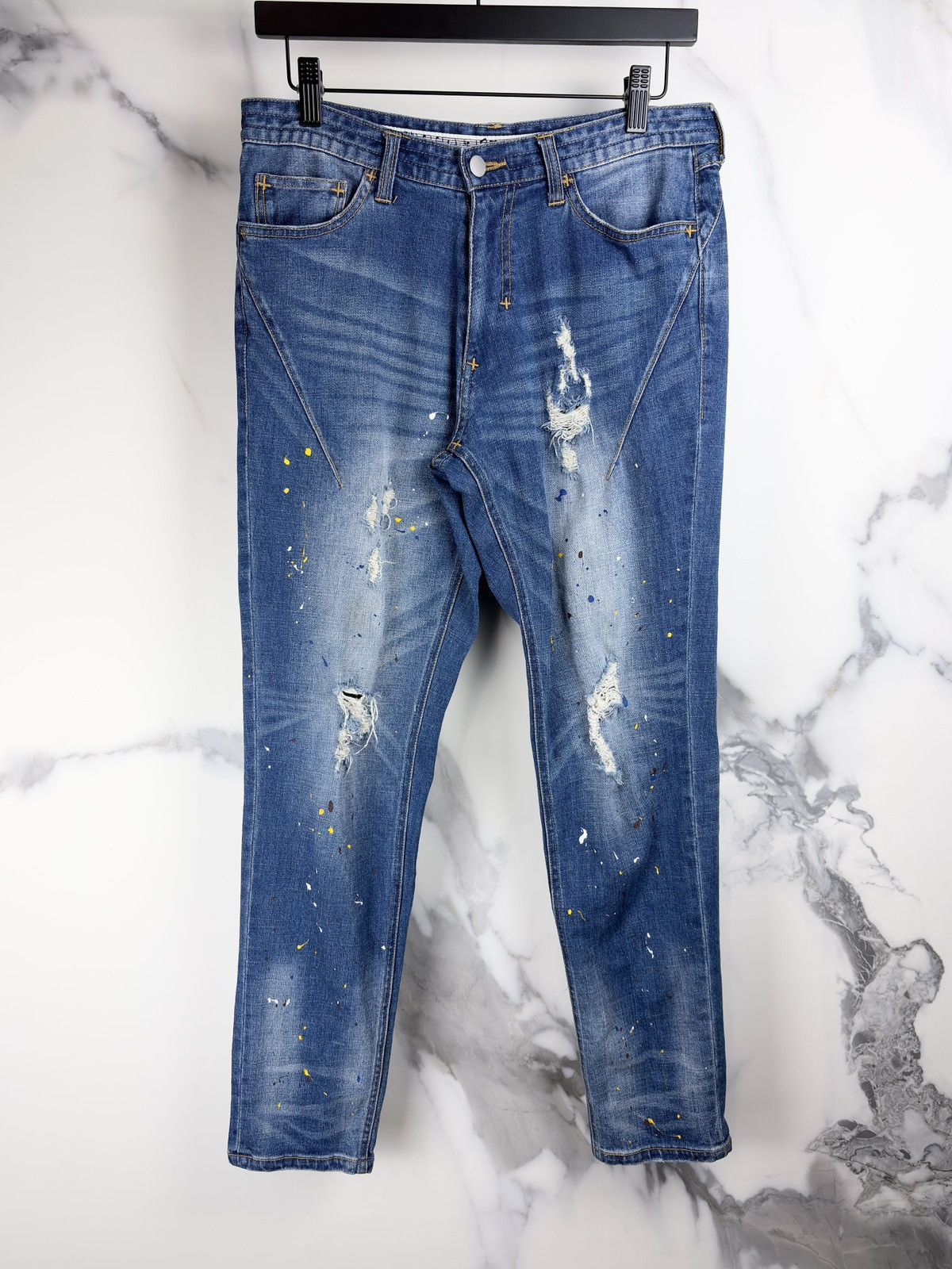 Number (N)ine Number (N)ine Music Note Paint Splatter Denim Jeans Size US 28 / EU 44 - 1 Thumbnail