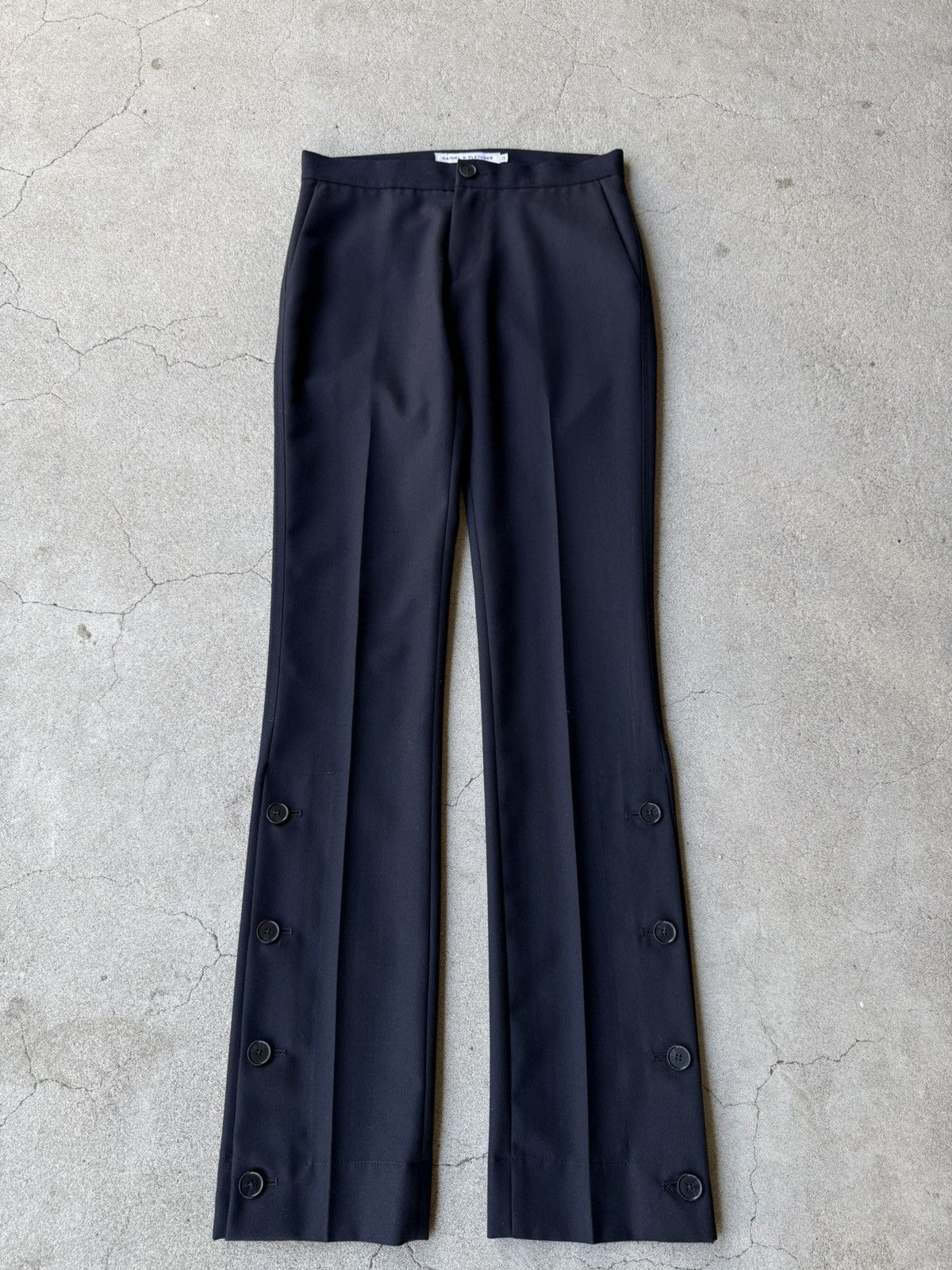 Daniel W. Fletcher DANIEL W. FLETCHER 21AW Dark Navy Wool Slit Trousers Size US 28 / EU 44 - 1 Thumbnail