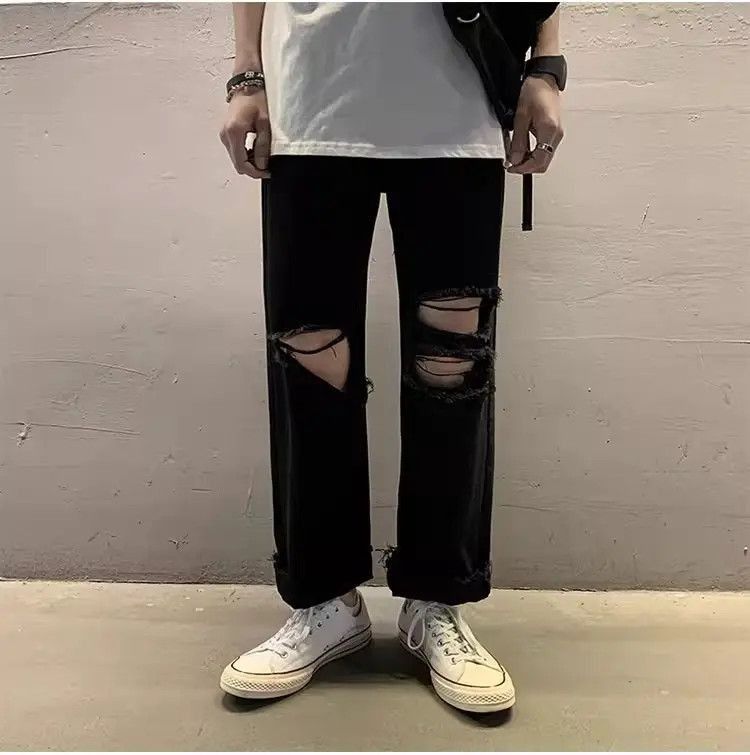 Japanese Brand Straight and loose ripped jeans Size US 30 / EU 46 - 4 Thumbnail