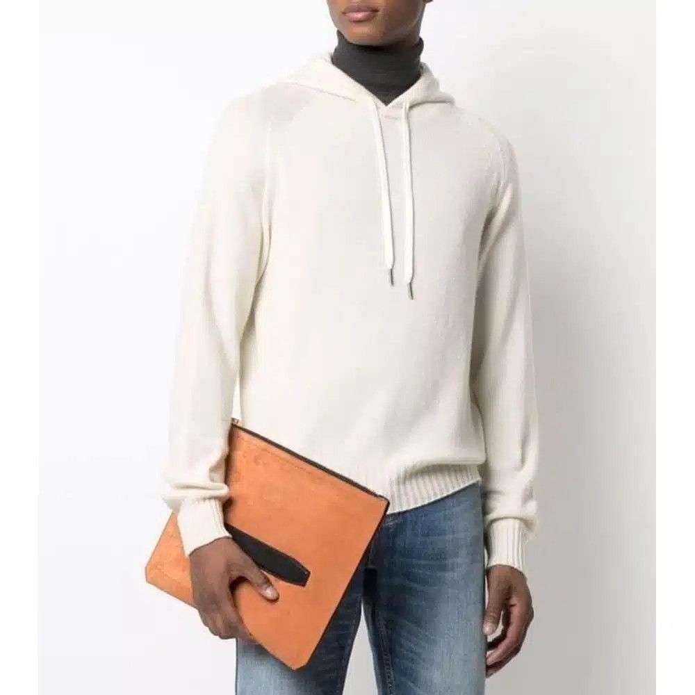 Tom Ford o1loc1c1024 TFK314 Seamless Cashmere Hoodie in White Size US M / EU 48-50 / 2 - 2 Thumbnail
