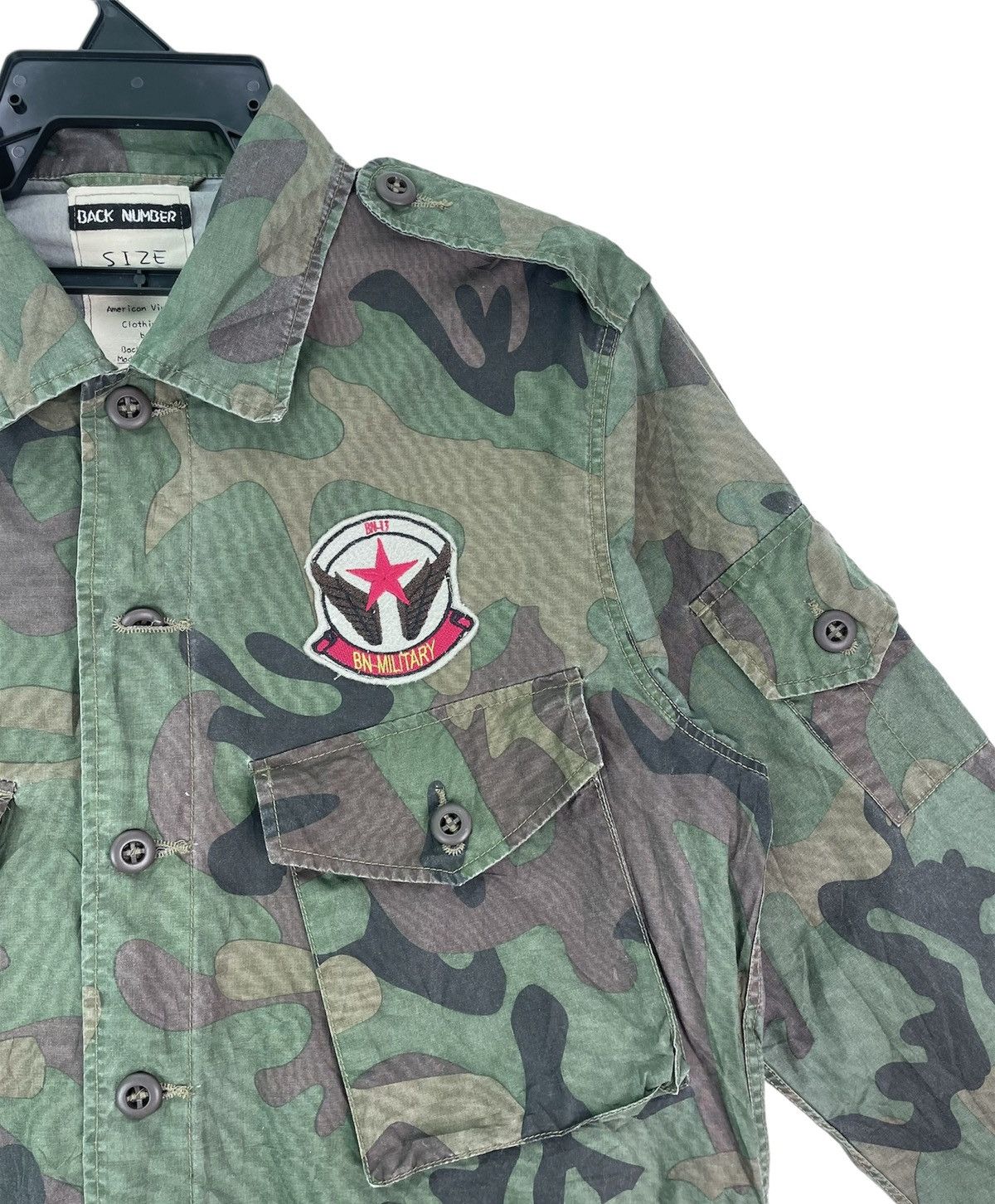 Japanese Brand Rare Back Number airborne military surplus camo shirt jacket Size US M / EU 48-50 / 2 - 3 Thumbnail