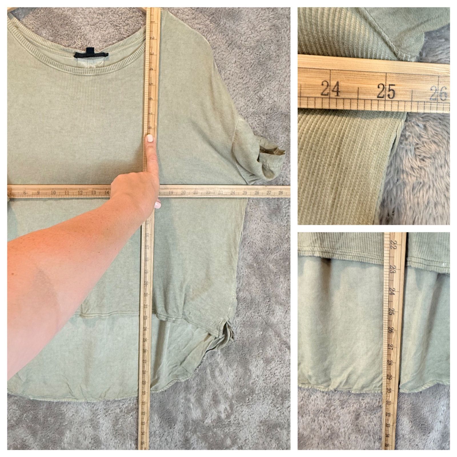 Other Jane Delancey Mixed Media Green Ribbed Tunic Top T Shirt L Size L / US 10 / IT 46 - 10 Thumbnail