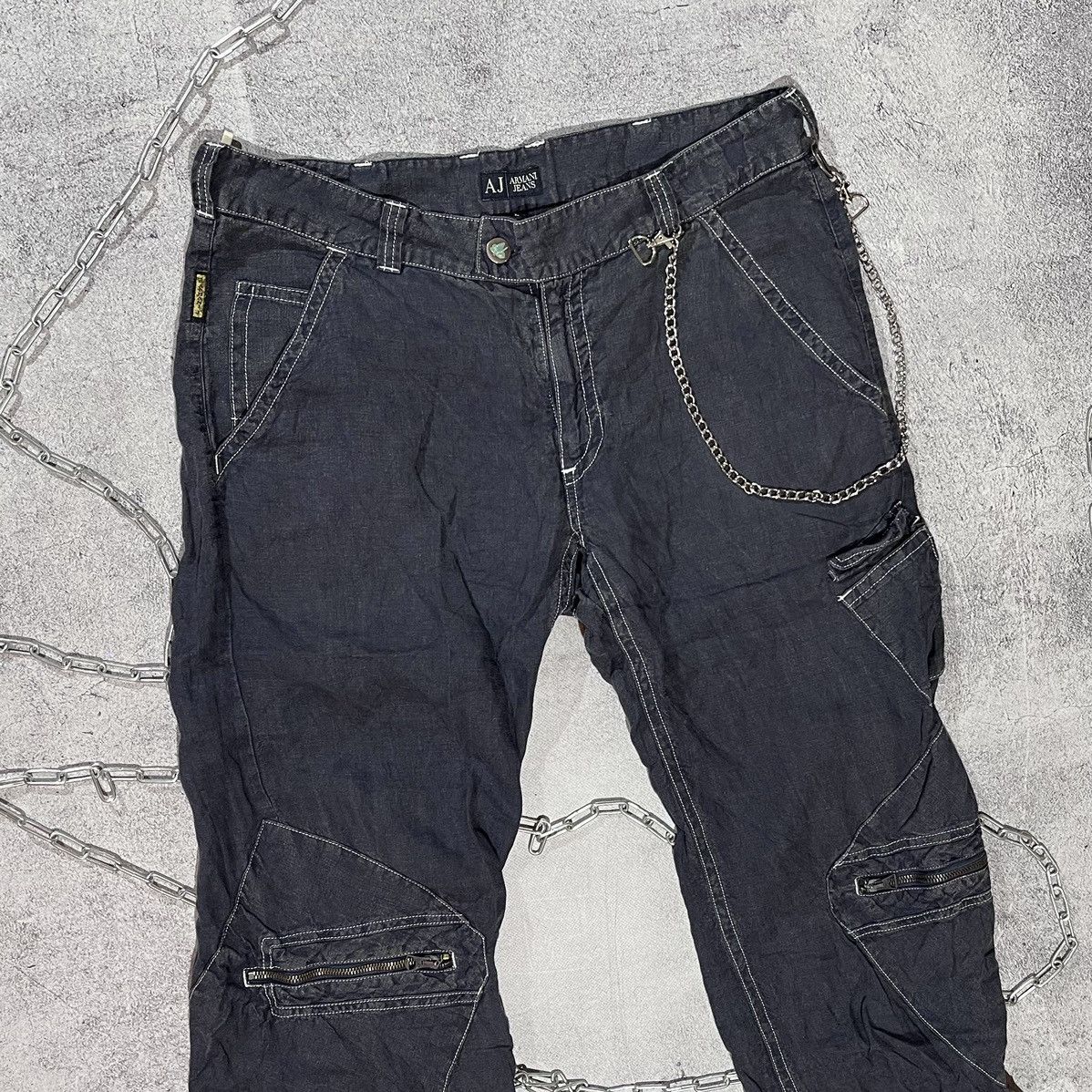 Armani Very Rare Vintage 90’s Armani Hemp Linen Pants Cargo Size 34 Size US 34 / EU 50 - 8 Thumbnail