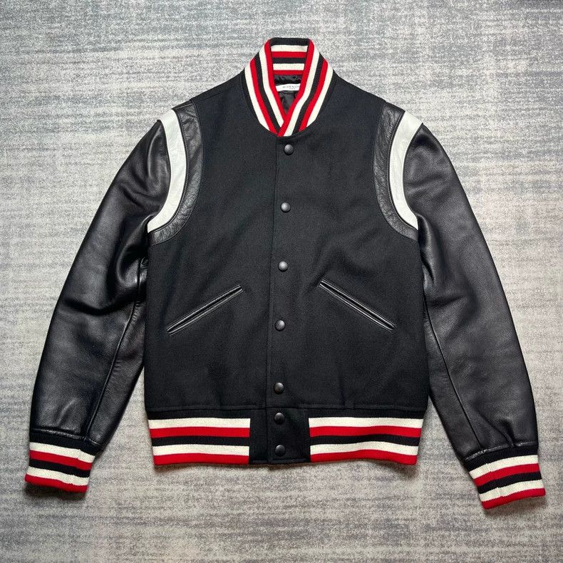 Givenchy Givenchy Black and White Wool Baseball Jacket with Leather Size US L / EU 52-54 / 3 - 1 Thumbnail