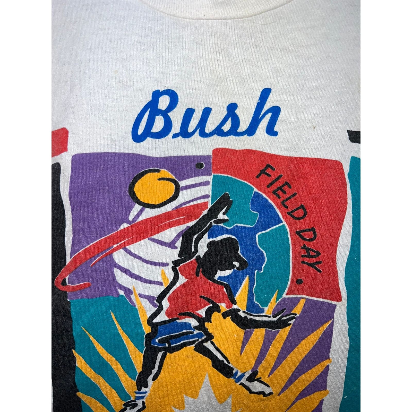 Fruit Of The Loom Youth Vintage Field Day Shirt Bush Elementary Sports Top L Size L / US 10 / IT 46 - 3 Thumbnail