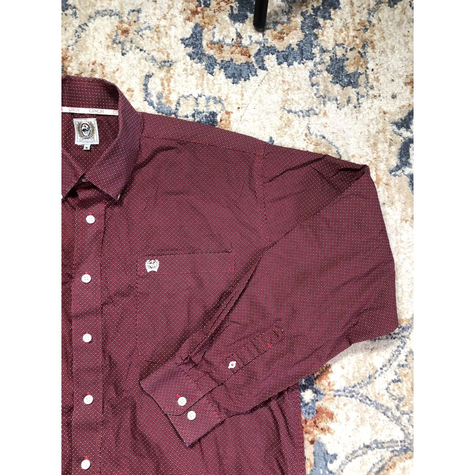 Vintage Cinch Mens M Red Geometric Long Sleeve Button-Down Western Shirt Size US M / EU 48-50 / 2 - 4 Thumbnail
