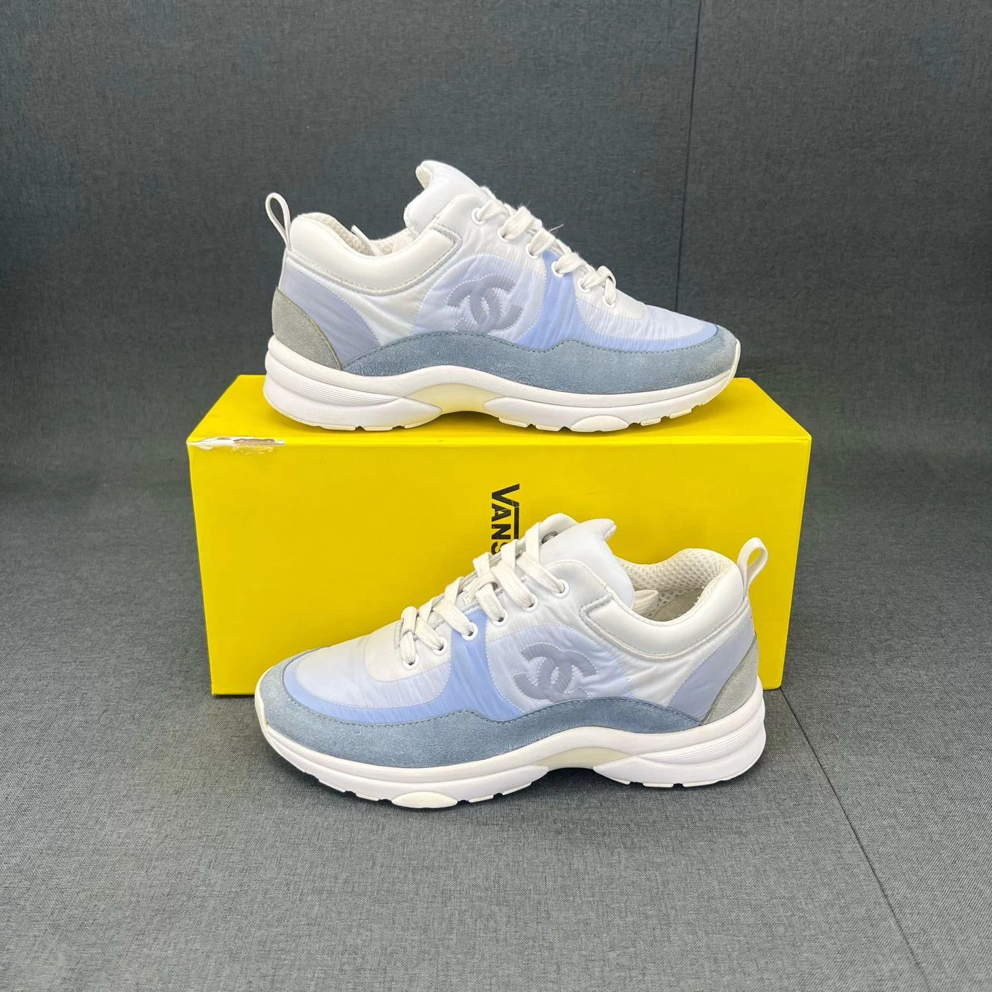 Chanel Chanel Double C White & Blue Sneakers 36.5 99 New Size US 5.5 / IT 35.5 - 2 Thumbnail