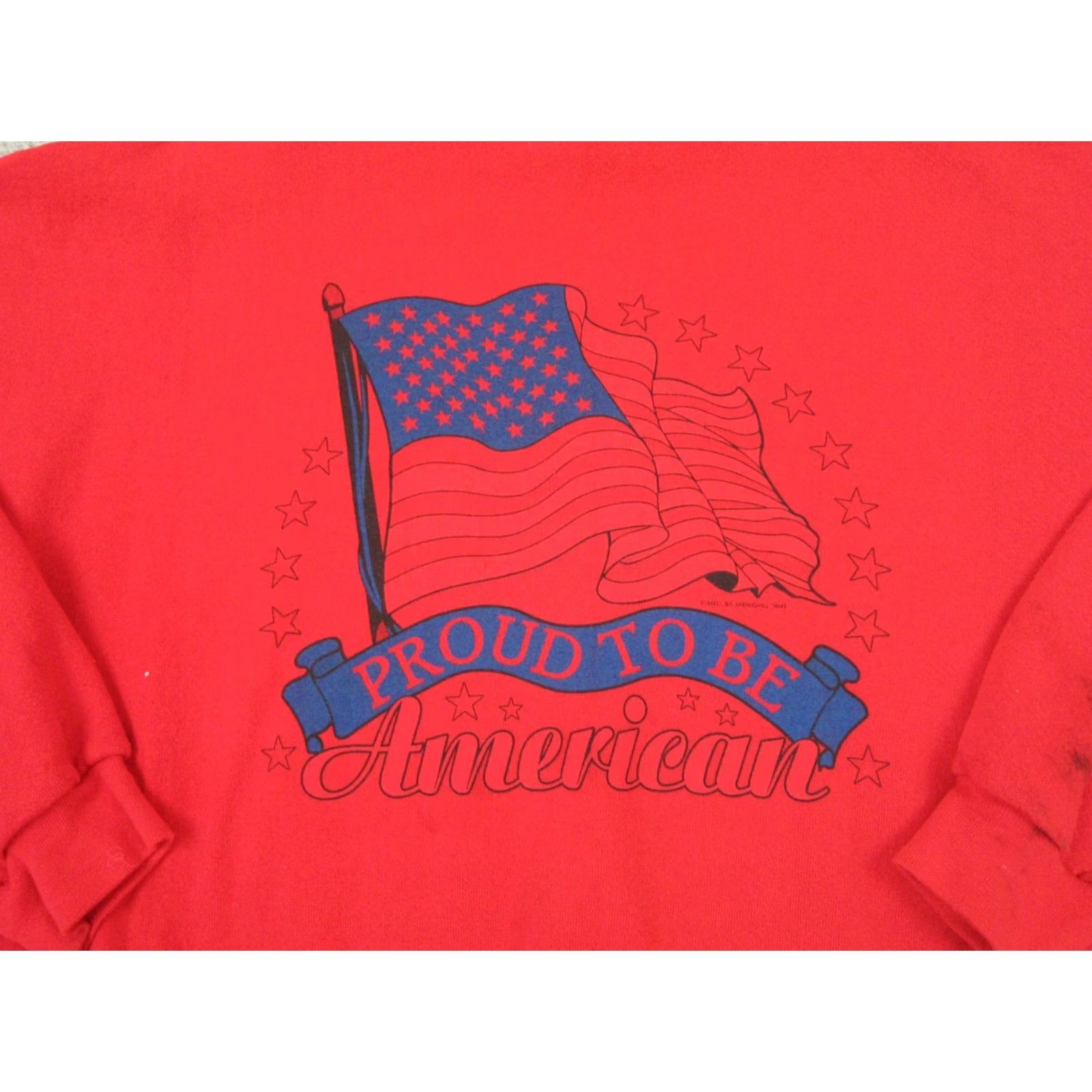 Tultex VINTAGE Tultex Sweatshirt Adult XL Red Proud to be American Mens 80s Size US XL / EU 56 / 4 - 2 Thumbnail