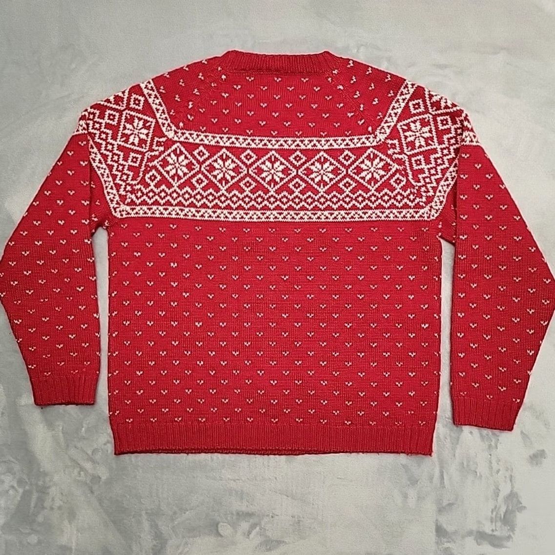 Vintage VINTAGE Club Classics Sweater Mens S Red 100% Wool Fair Isle Birds Eye Retro Crew Neck Knit Wool Mens Size US S / EU 44-46 / 1 - 5 Thumbnail