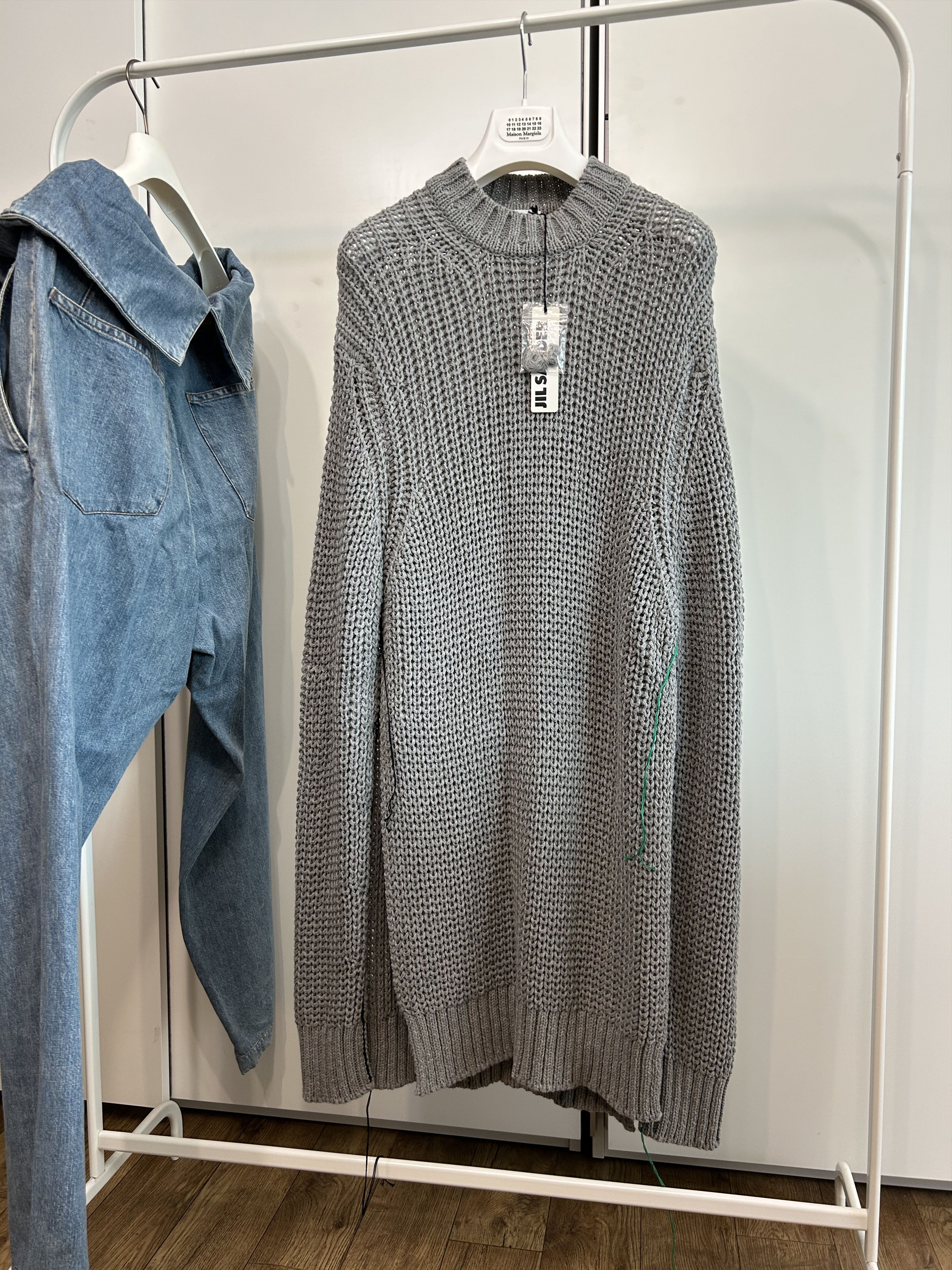Jil Sander JIL SANDER Longline Knit Pullover with Contrast Stitching Size US M / EU 48-50 / 2 - 1 Thumbnail