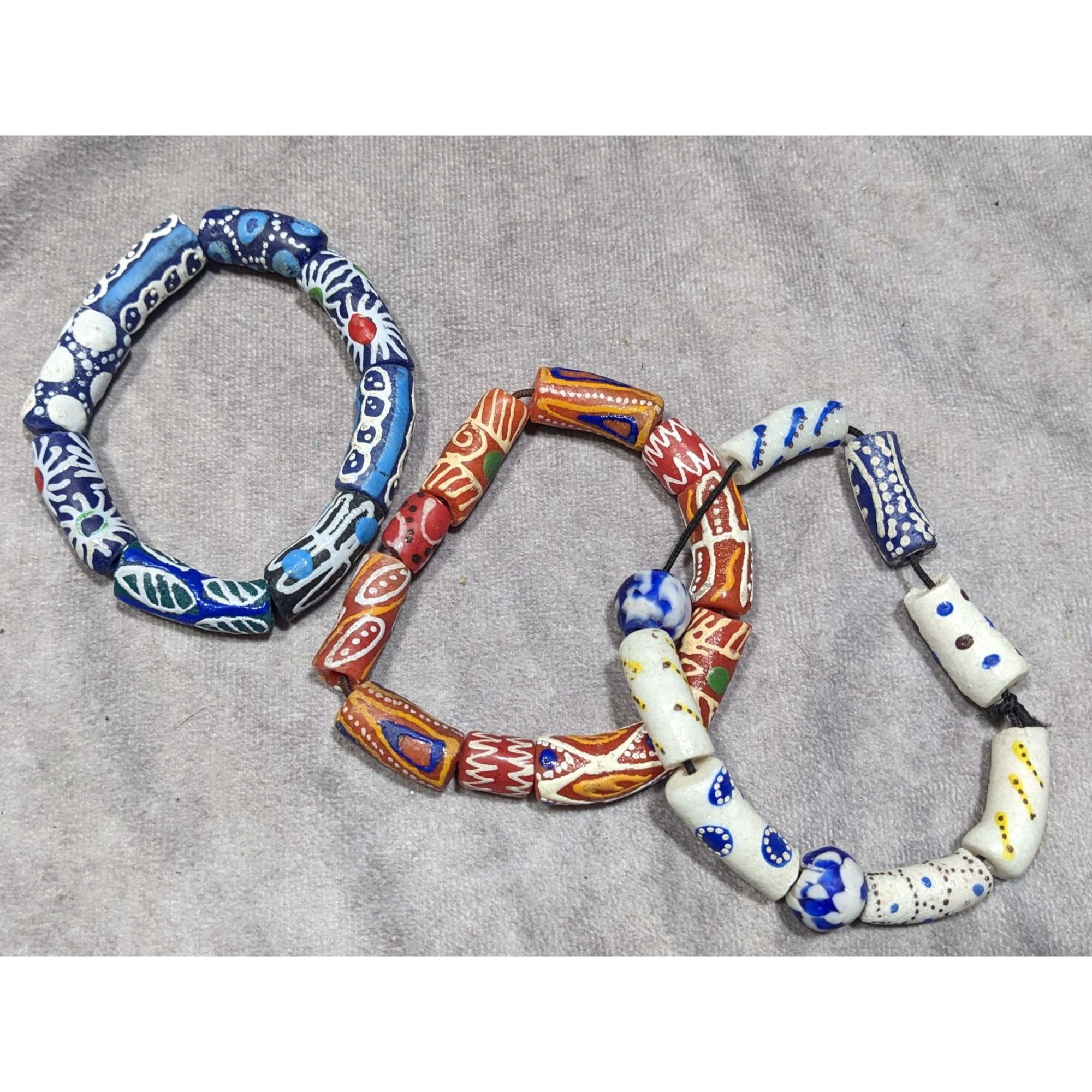 Other Handmade Ghana Africa Krobo Beaded Bracelet Set (3) Size ONE SIZE - 4 Thumbnail