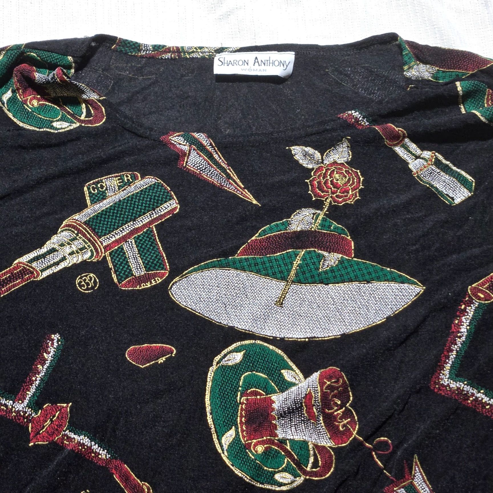 Vintage VINTAGE Sharon Anthony Shirt Women 24W Black Long Sleeve Button-Up 90s Womens Size 4XL / US 24-26 - 2 Thumbnail