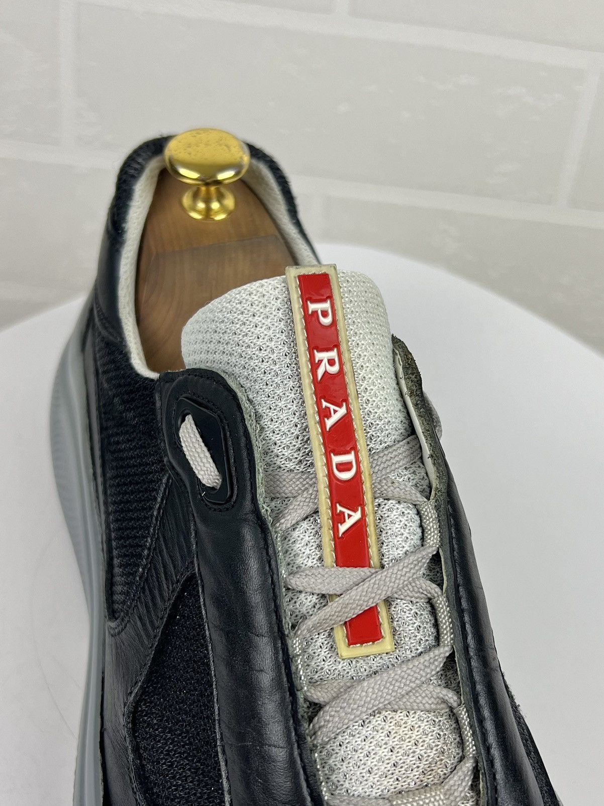 Prada PRADA Sneakers AMERICAS CUP Leather Fabric Shoes Red Tab Men Size US 8 / EU 41 - 5 Thumbnail