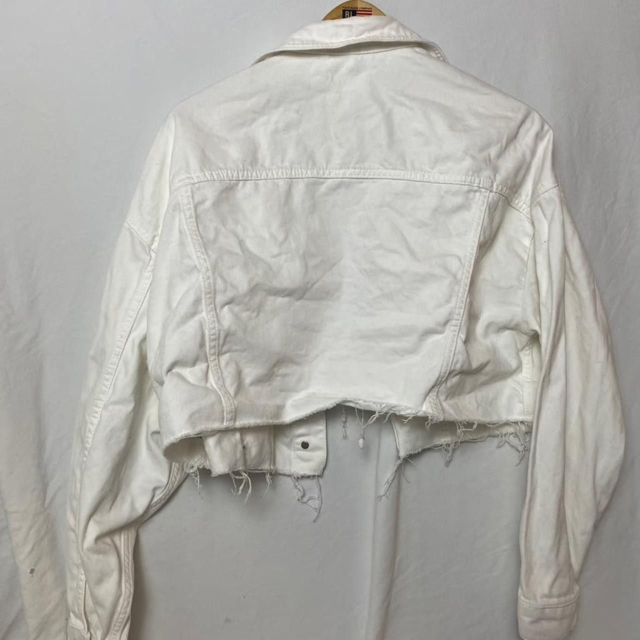 Topshop Topshop White Crop Denim Jacket Size M / US 6-8 / IT 42-44 - 3 Thumbnail