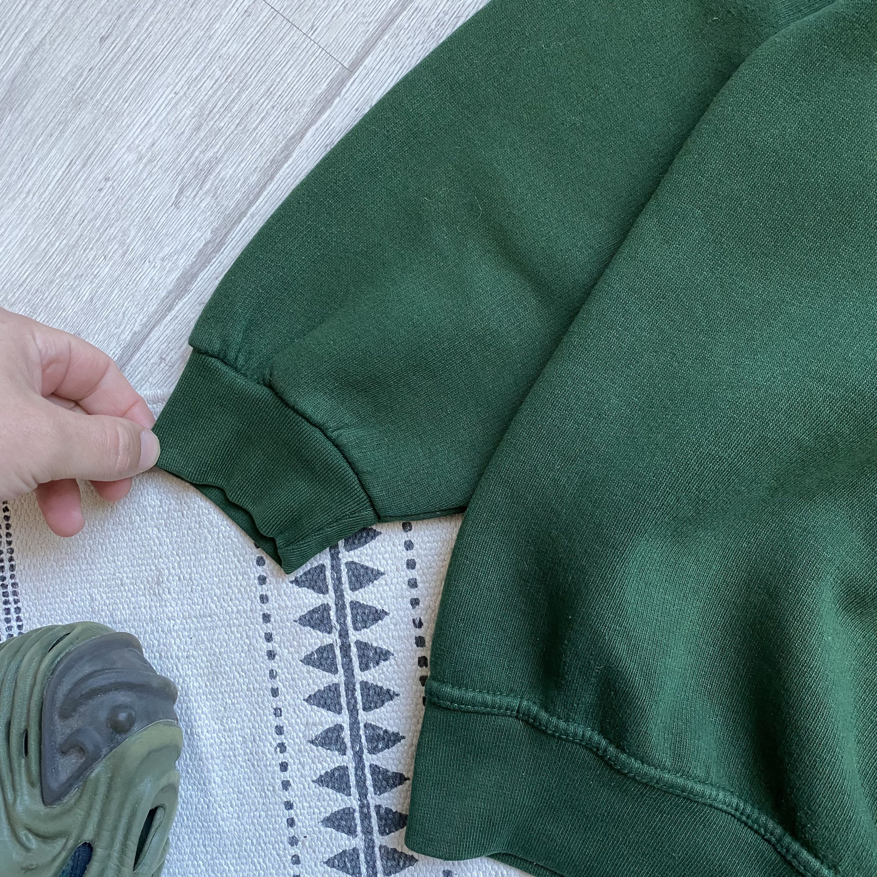 Hanes 🫑 Vintage 90s Blank Heavy Boxy sweatshirt green Y2K hoodie Size US M / EU 48-50 / 2 - 4 Thumbnail