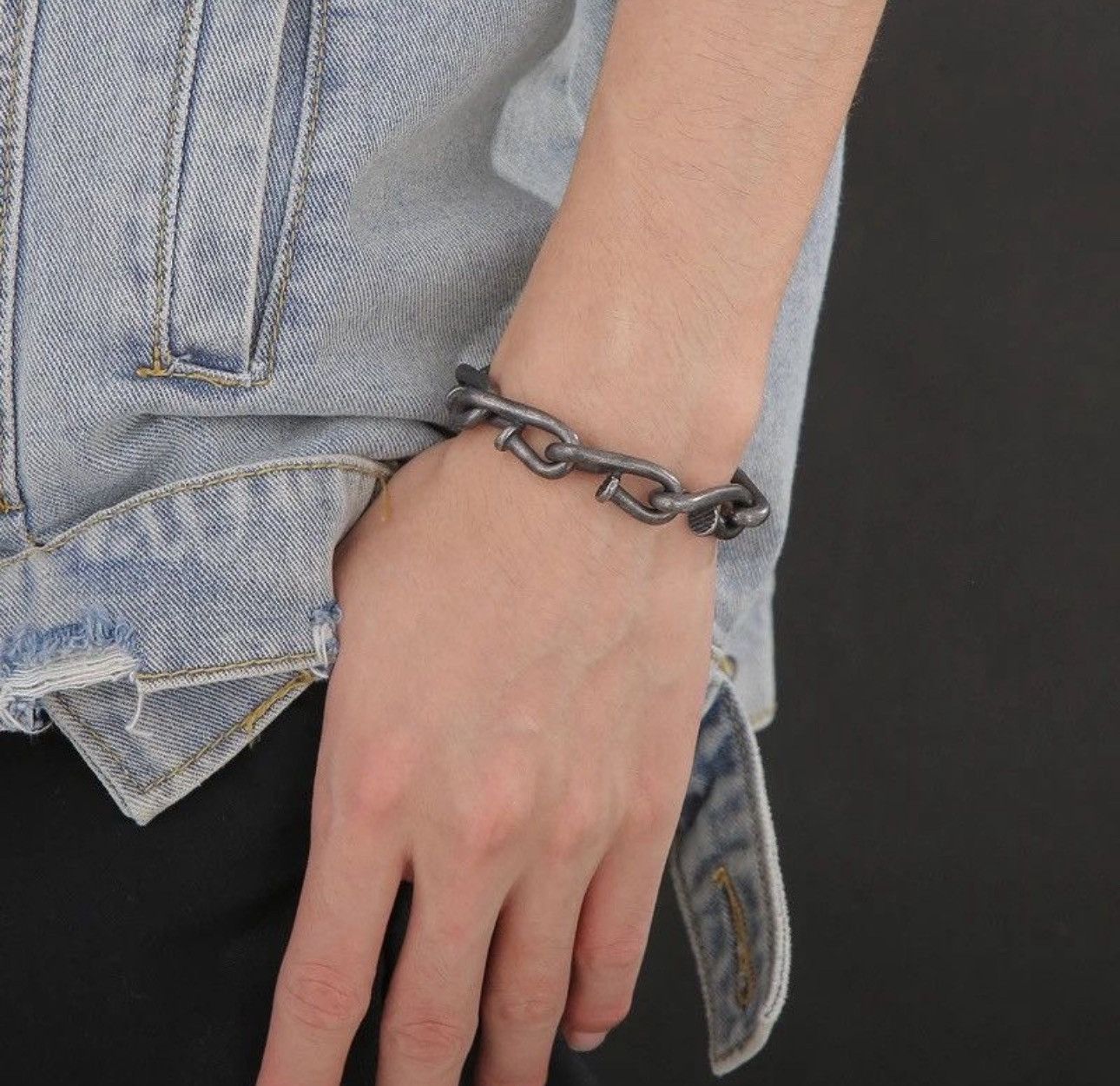 Vintage Vintage Nail Link Chain Bracelet Size ONE SIZE - 3 Thumbnail