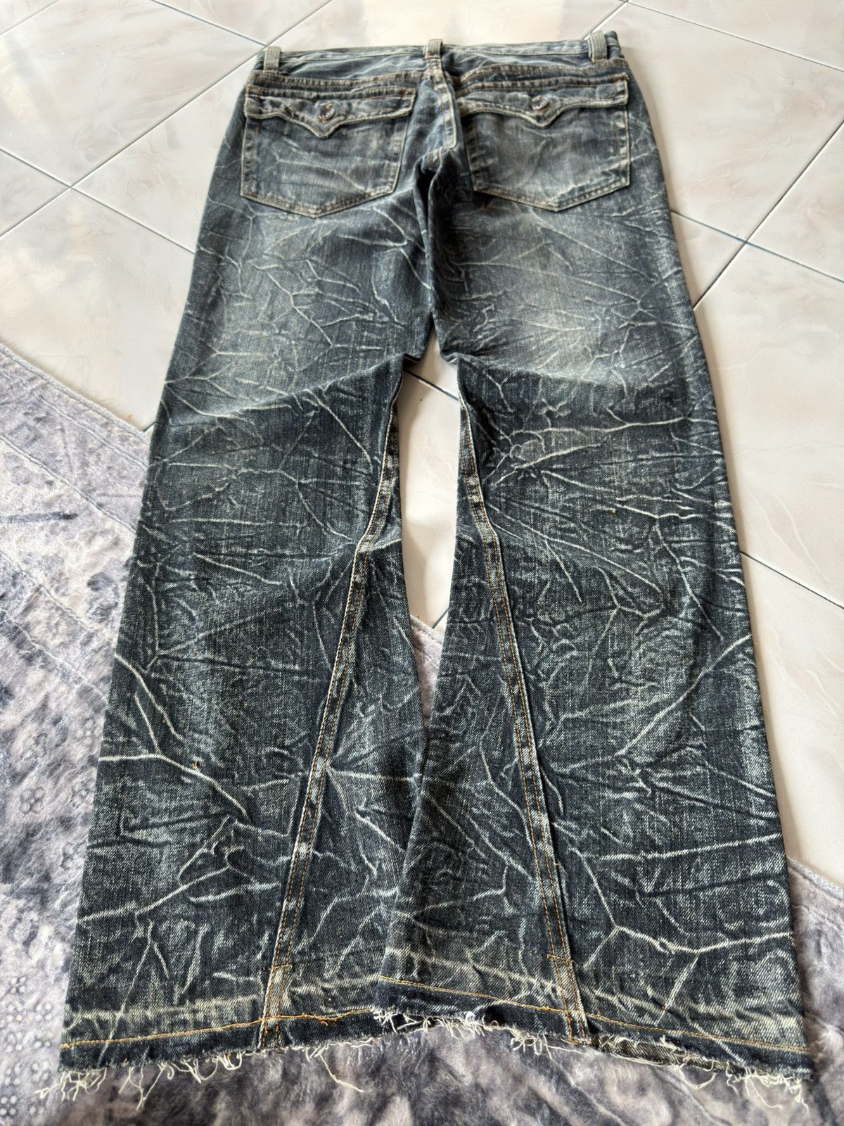 If Six Was Nine Nylaus Japan Shatter Wash Spiral Glam Flared Jeans Size US 30 / EU 46 - 2 Thumbnail