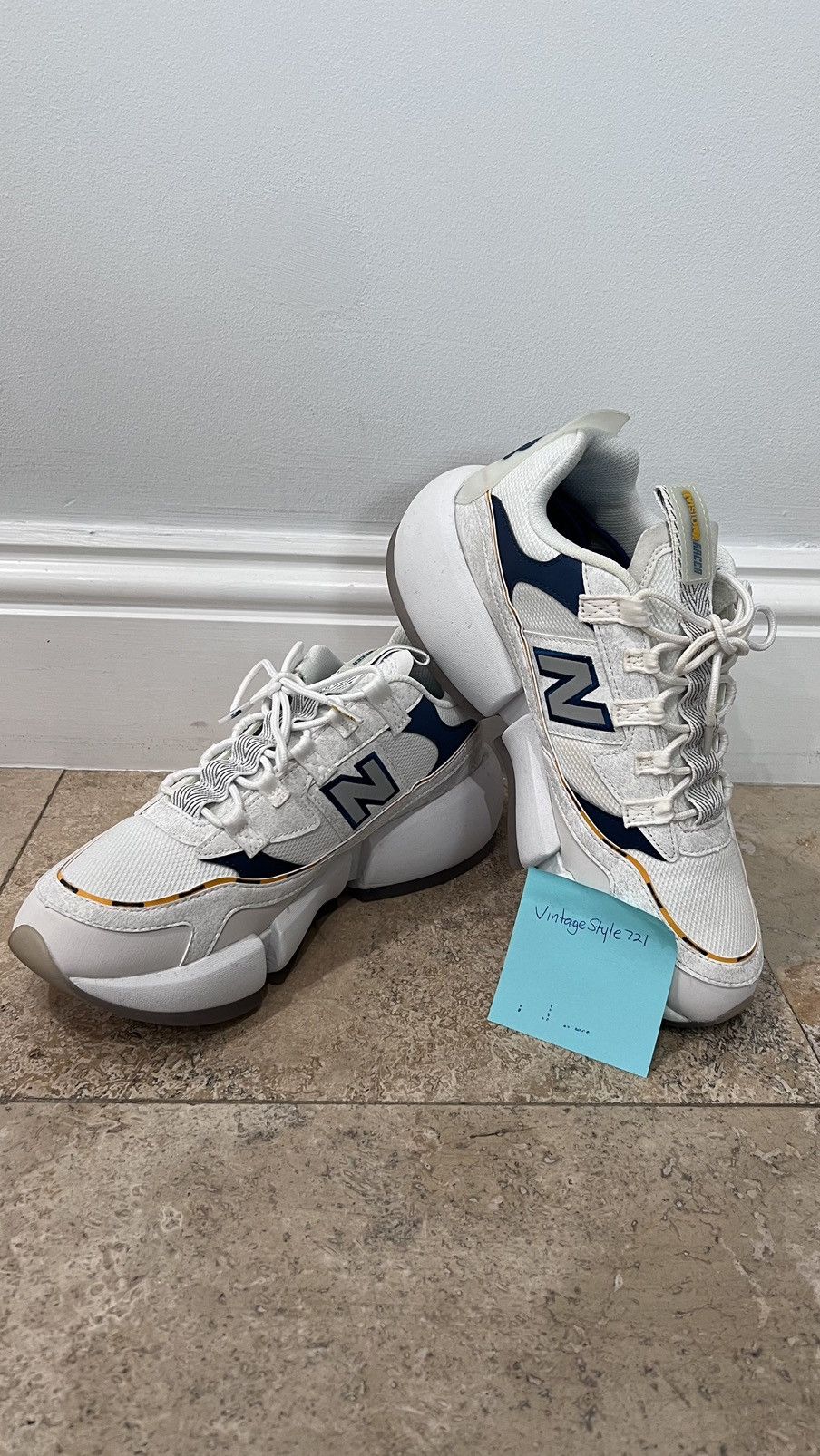 image of Vision Racer Jaden Smith White Navy Yellow Size 11 Shoes in White/Blue, Men's