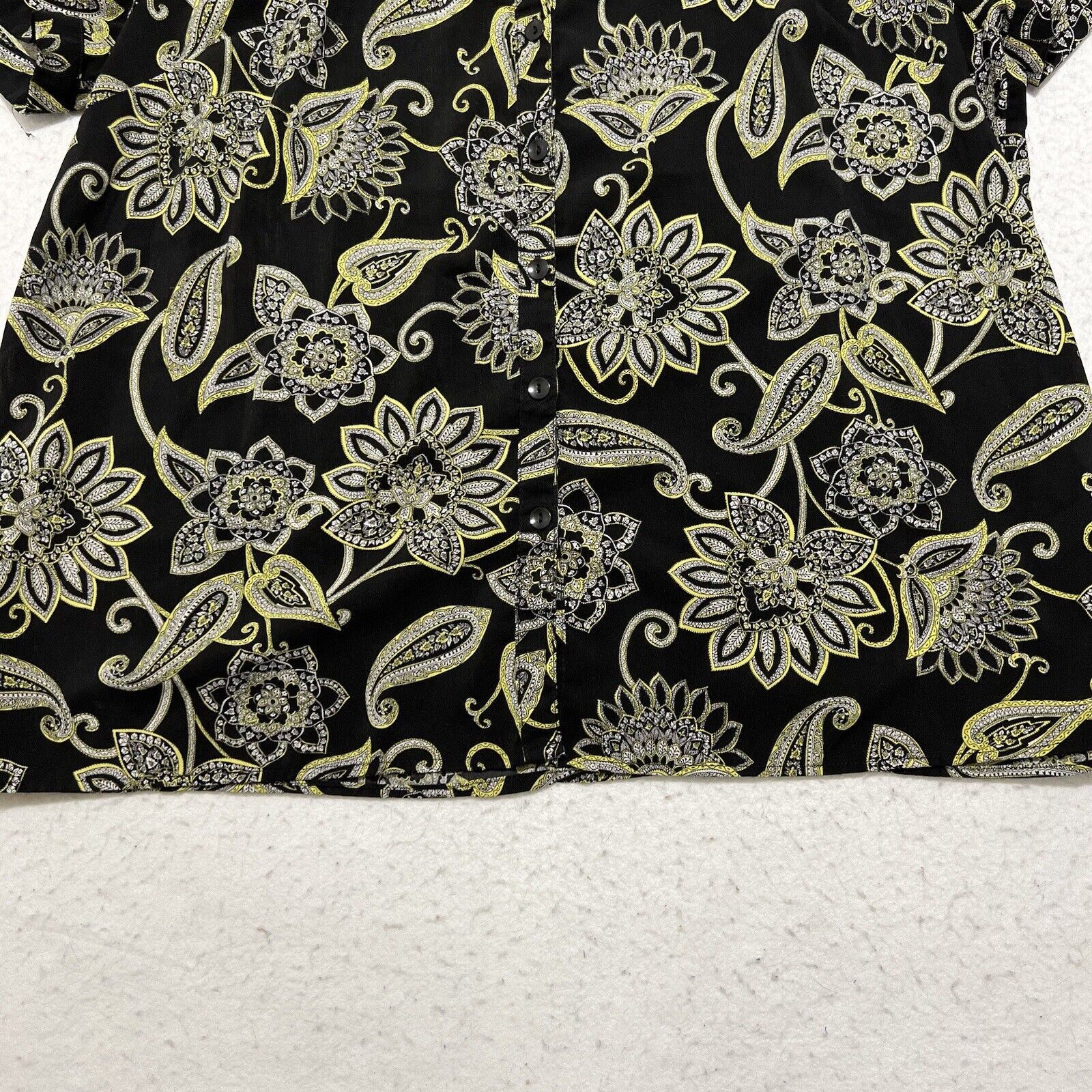 Other Catherine's Short Sleeve Button Up Floral Shirt Yellow Black Size XL / US 12-14 / IT 48-50 - 6 Thumbnail