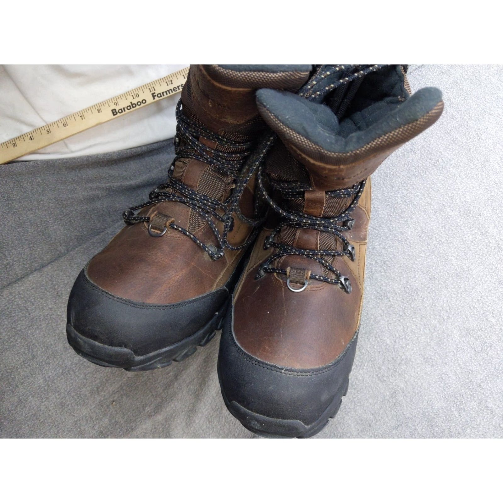 Vintage L.L. Bean Tek 2.5 Snow Boots Mens 12 Brown Leather Insulated Winter Outdoor Mid-Calf Boot Mens Shoes Leather Upper Rubber Outsole Lace Up M Size US 12 / EU 45 - 3 Thumbnail