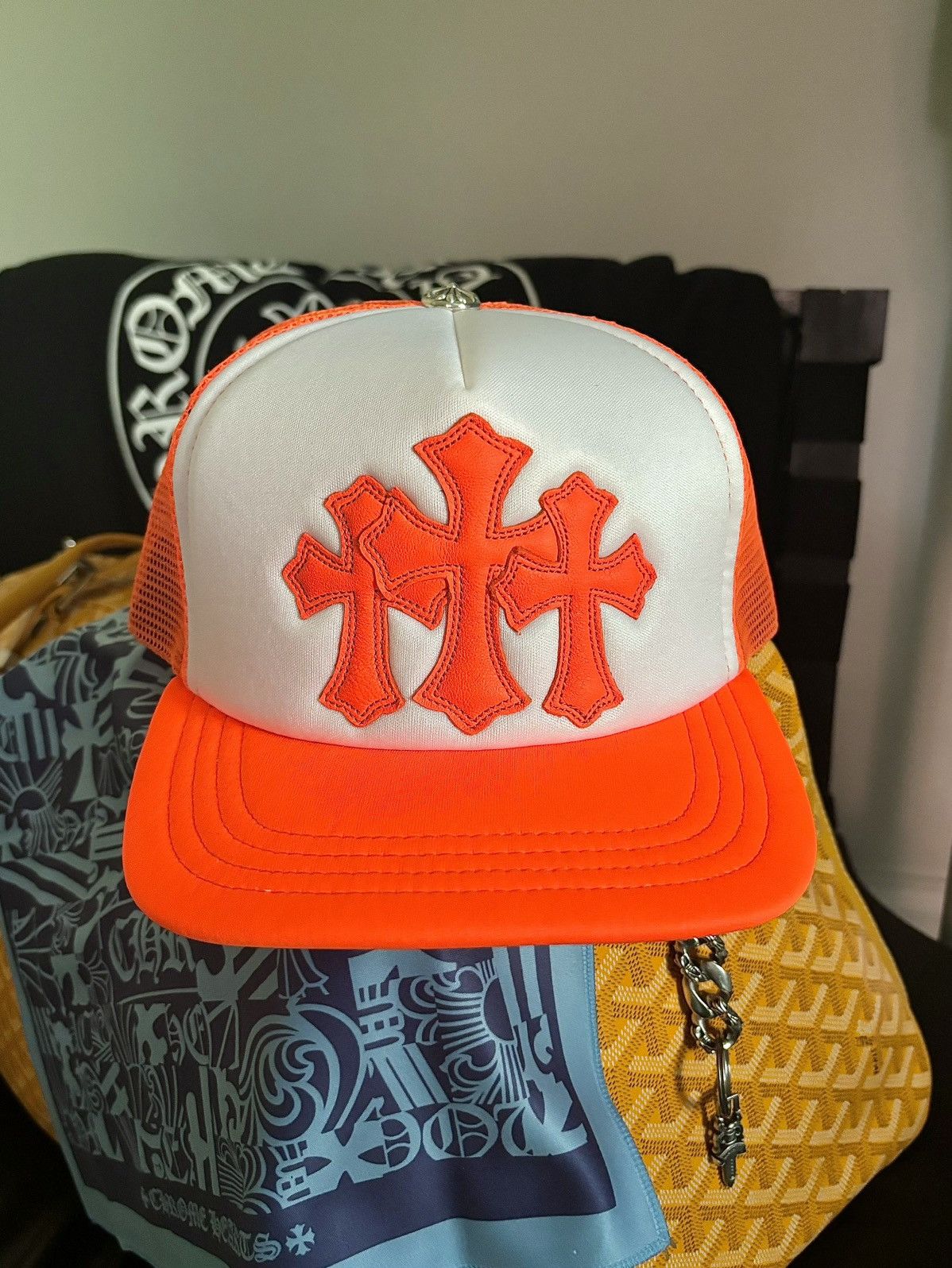 CHROME HEARTS メッシュキャップ オレンジ Chrome Hearts Orange Hat | Grailed